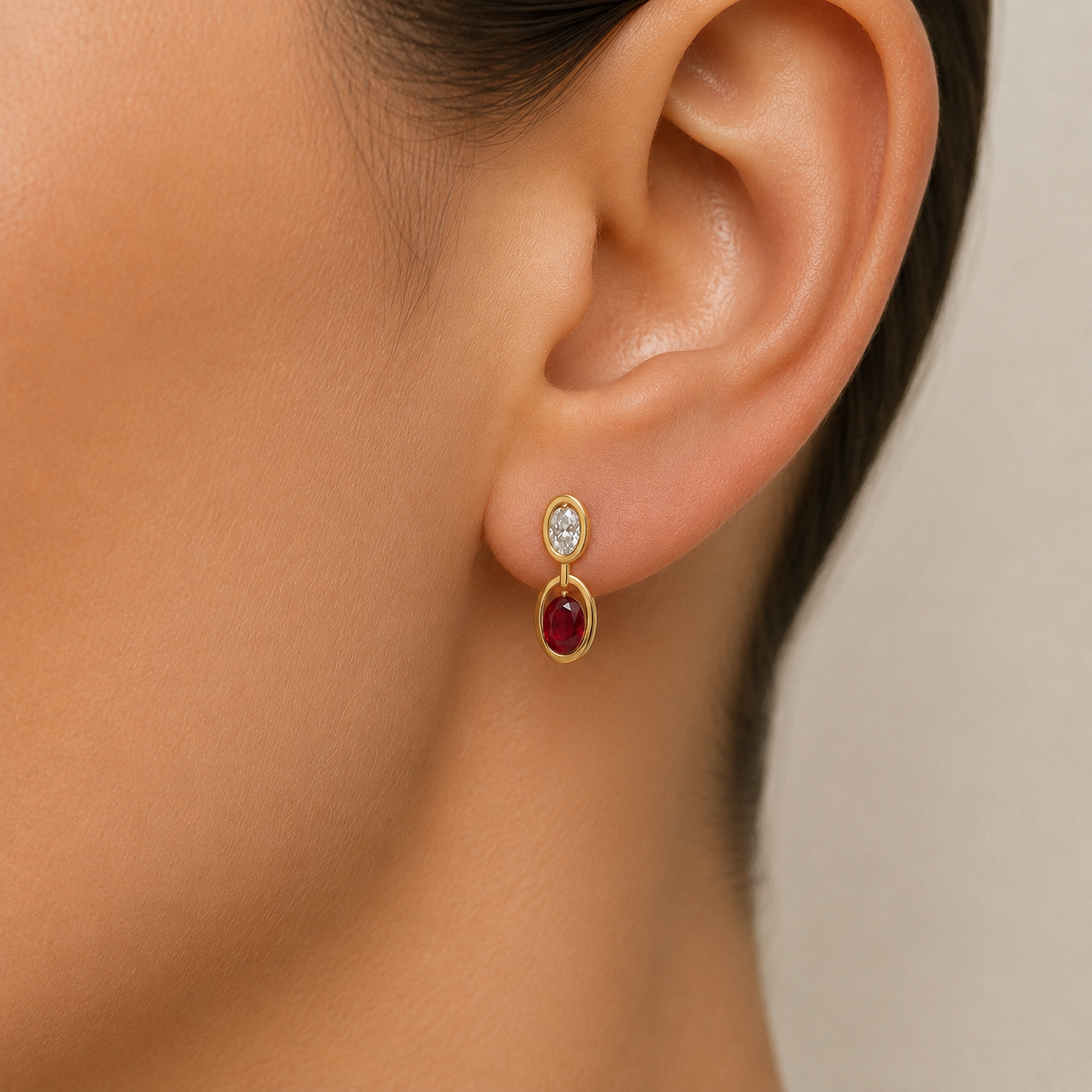Scarlet Drop Ruby & Diamond Earrings in 14K Gold