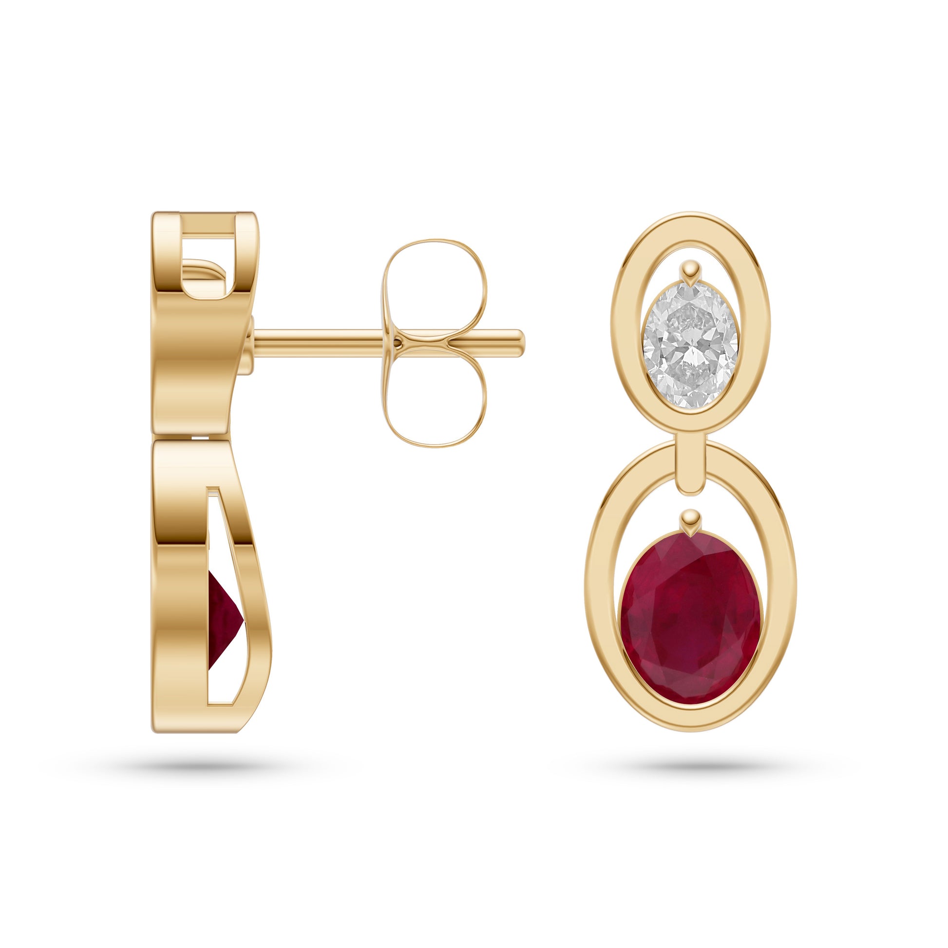 Scarlet Drop Ruby & Diamond Earrings in 14K Gold