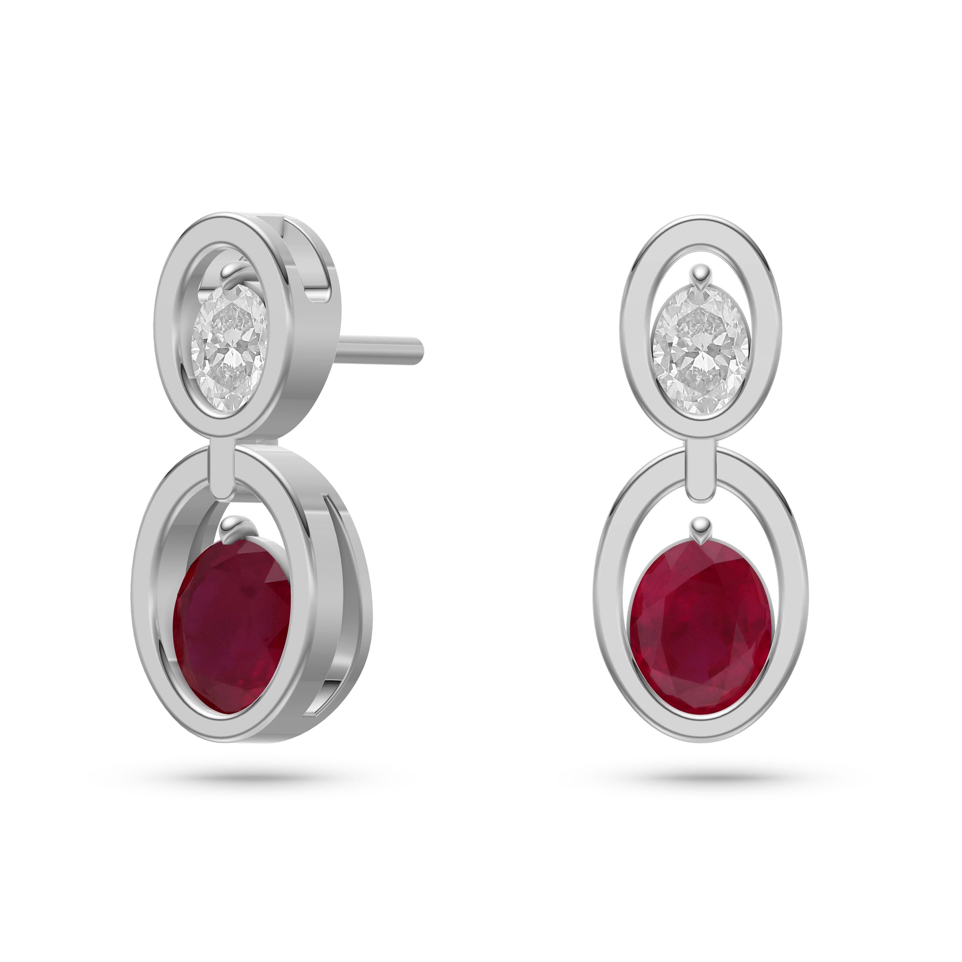 Scarlet Drop Ruby & Diamond Earrings in 14K Gold