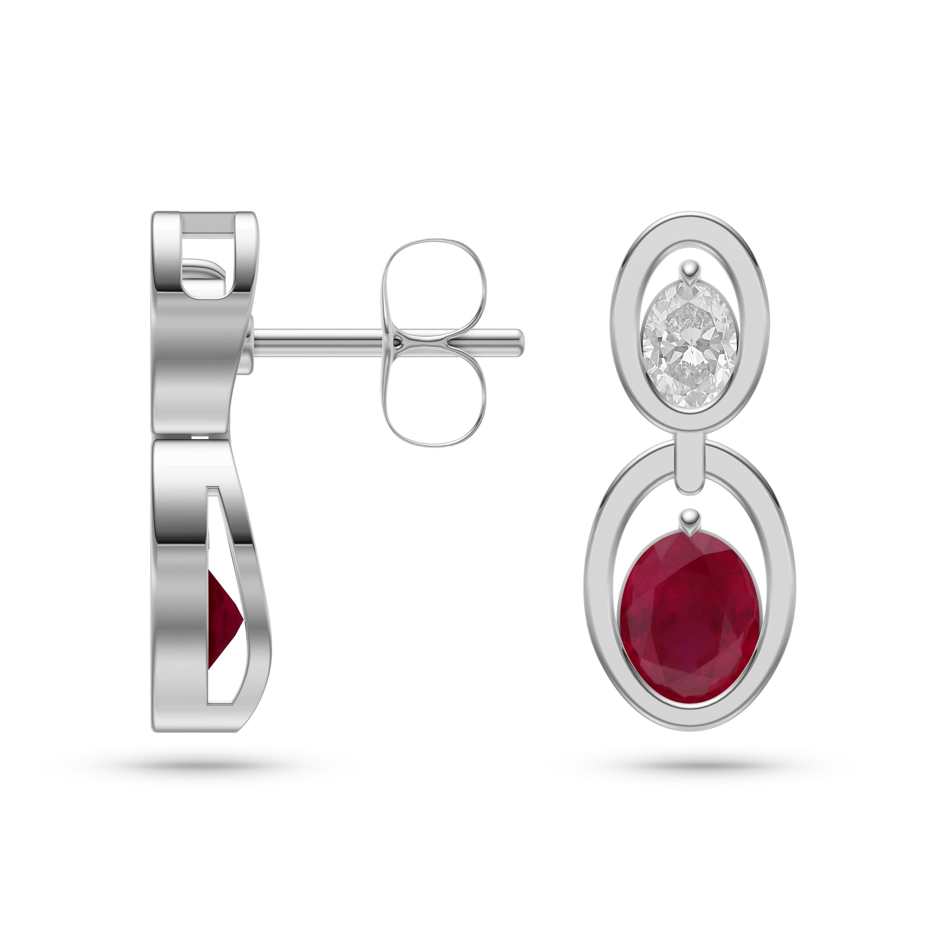 Scarlet Drop Ruby & Diamond Earrings in 14K Gold