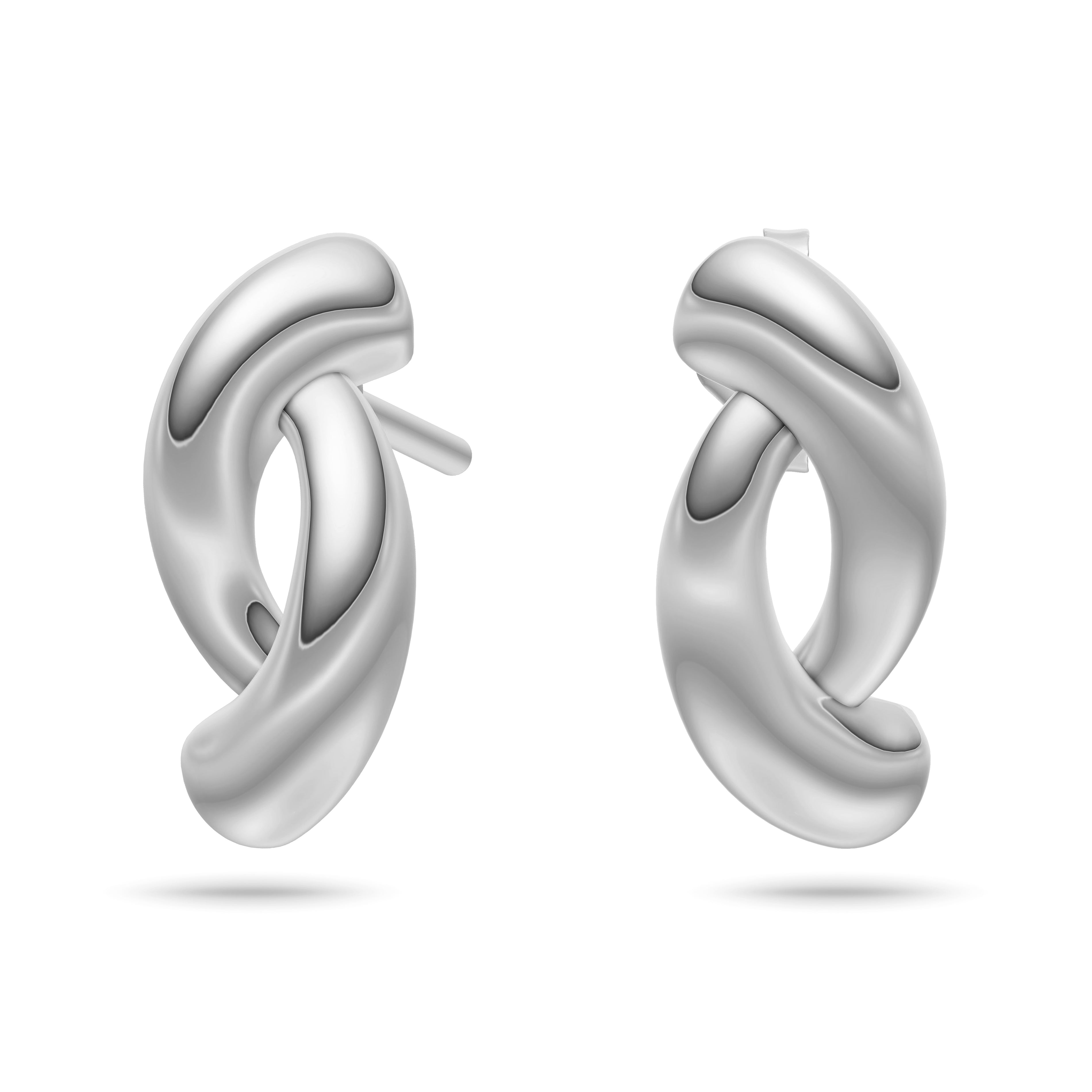 Sculptural Link Stud Earrings in 14K Gold