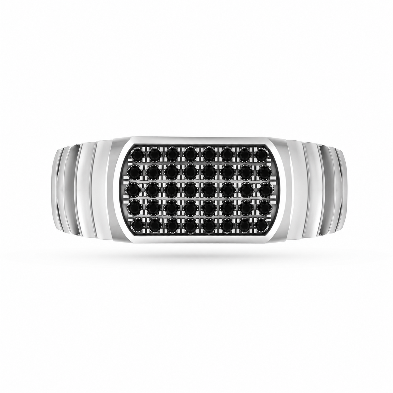 Sentinel Black Diamond Square Ring in Sterling Silver