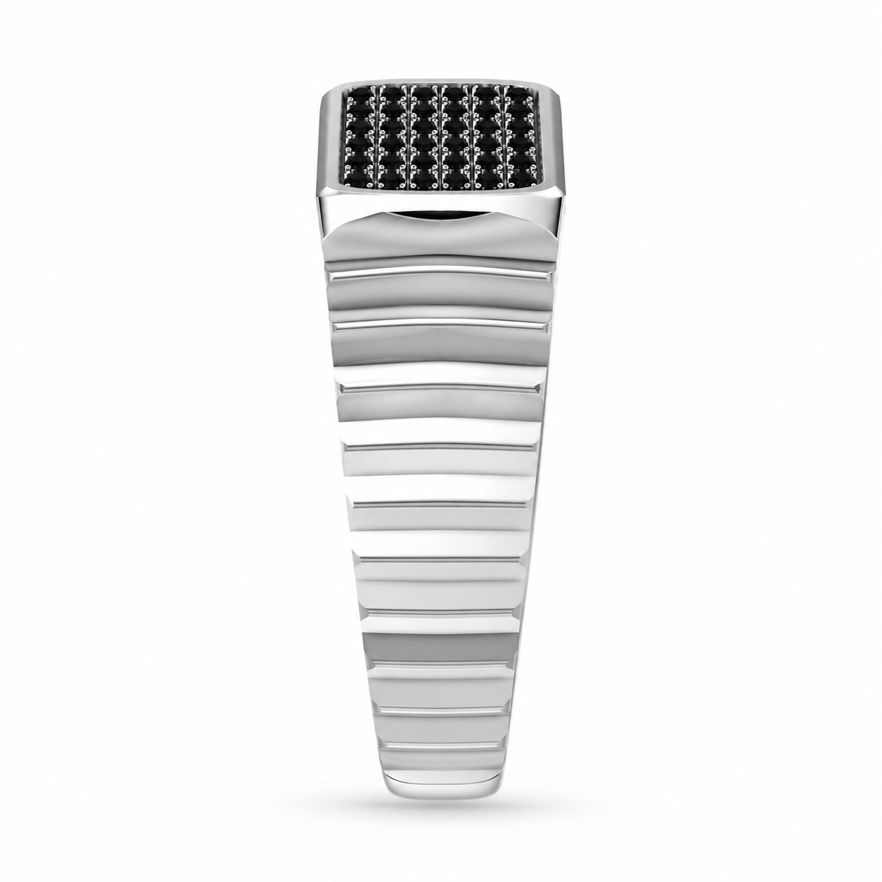 Sentinel Black Diamond Square Ring in Sterling Silver