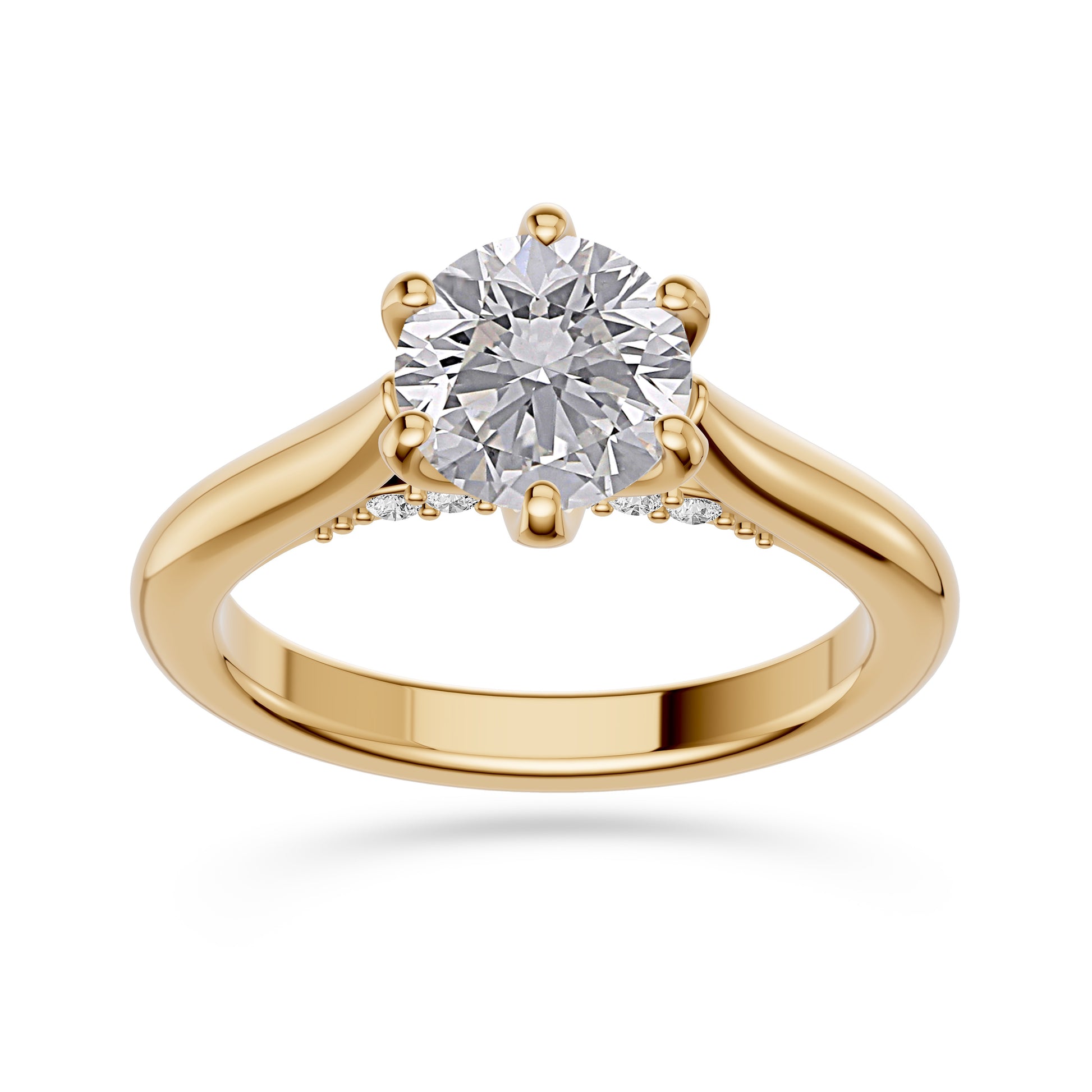 Seraphine Six-Prong Diamond Solitaire Ring In 14K Gold