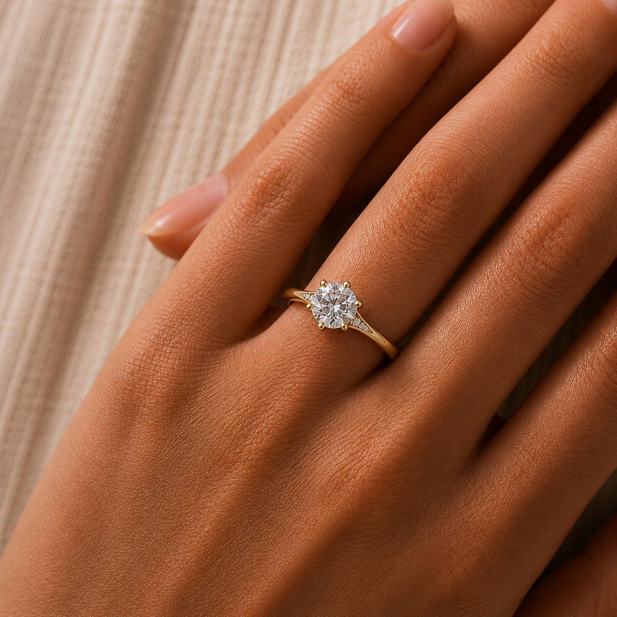Seraphine Six-Prong Diamond Solitaire Ring In 14K Gold