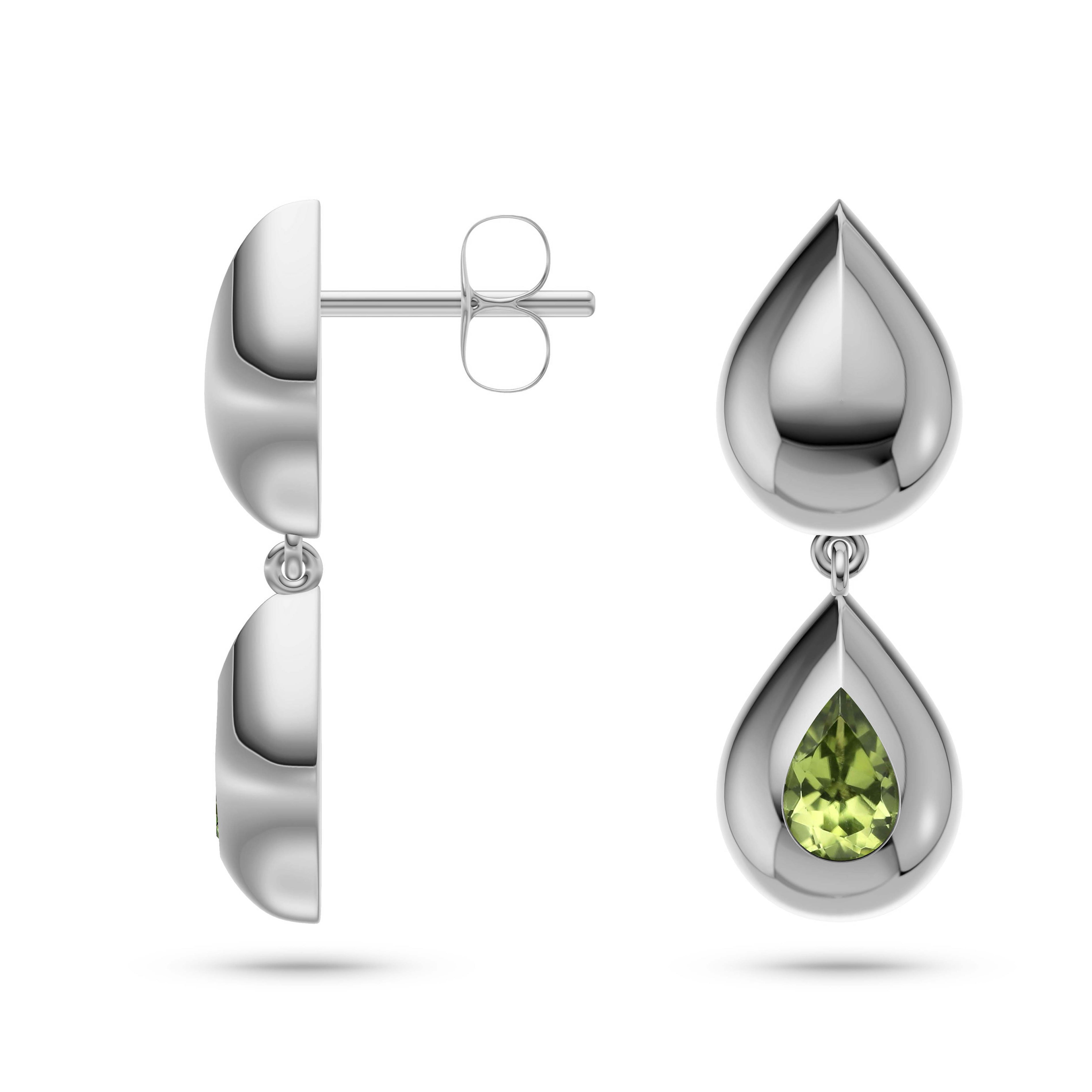 Spring Leaf Peridot Teardrop Earrings In 14K Gold