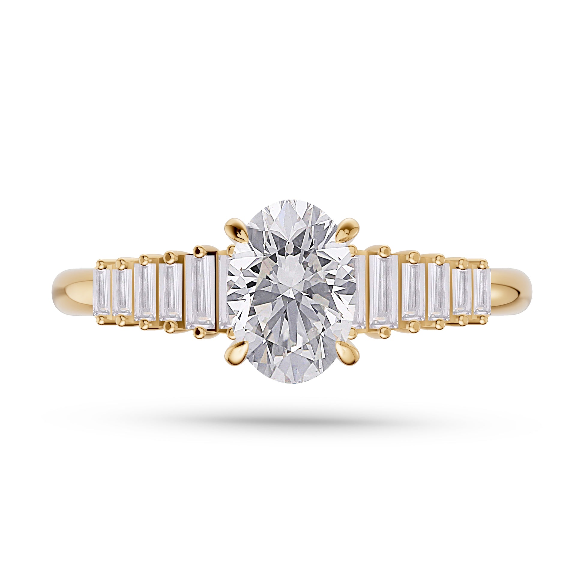 Starlight Symphony Oval Ring In 14K Gold