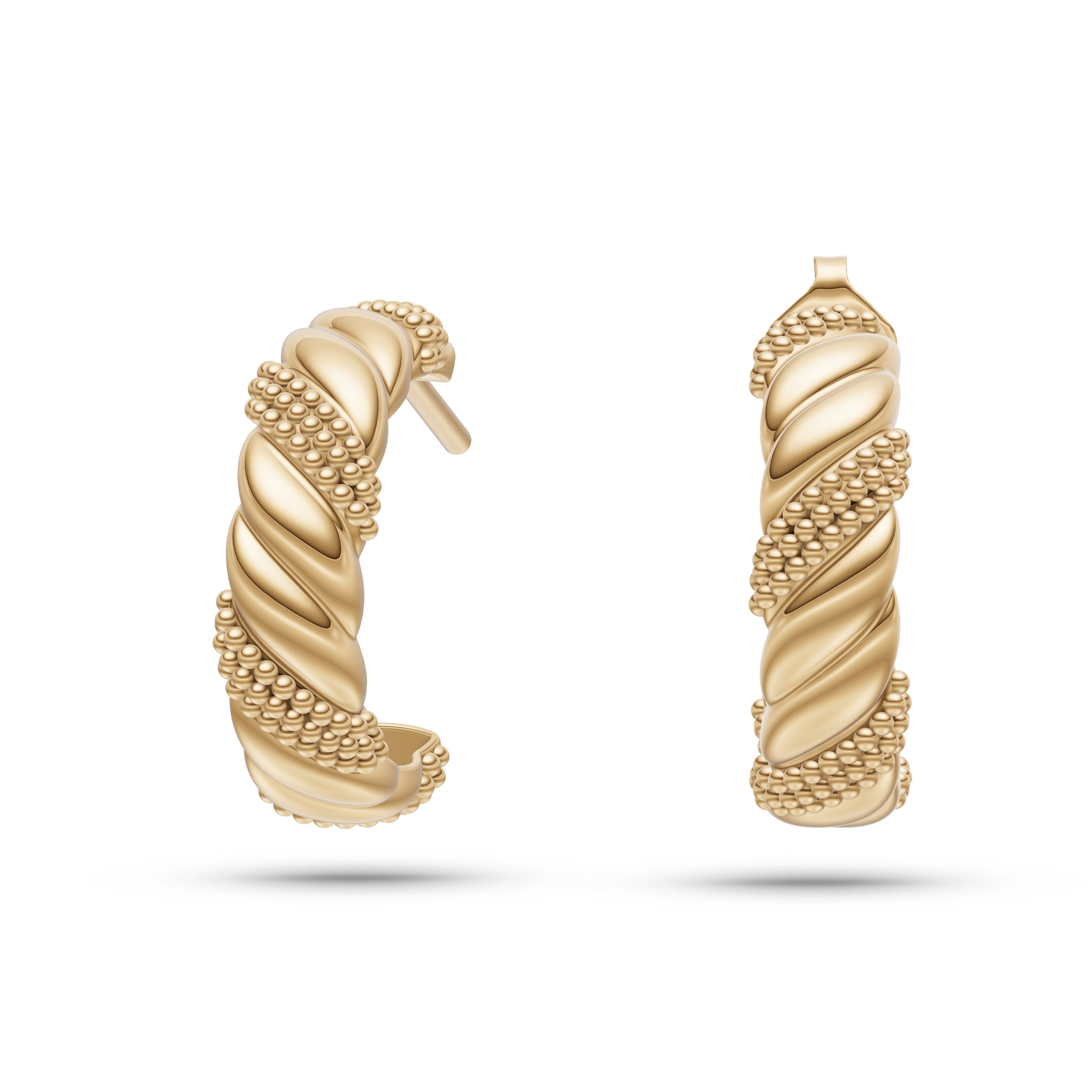 Textured Diamond Twist Huggie Hoops in 14K Gold