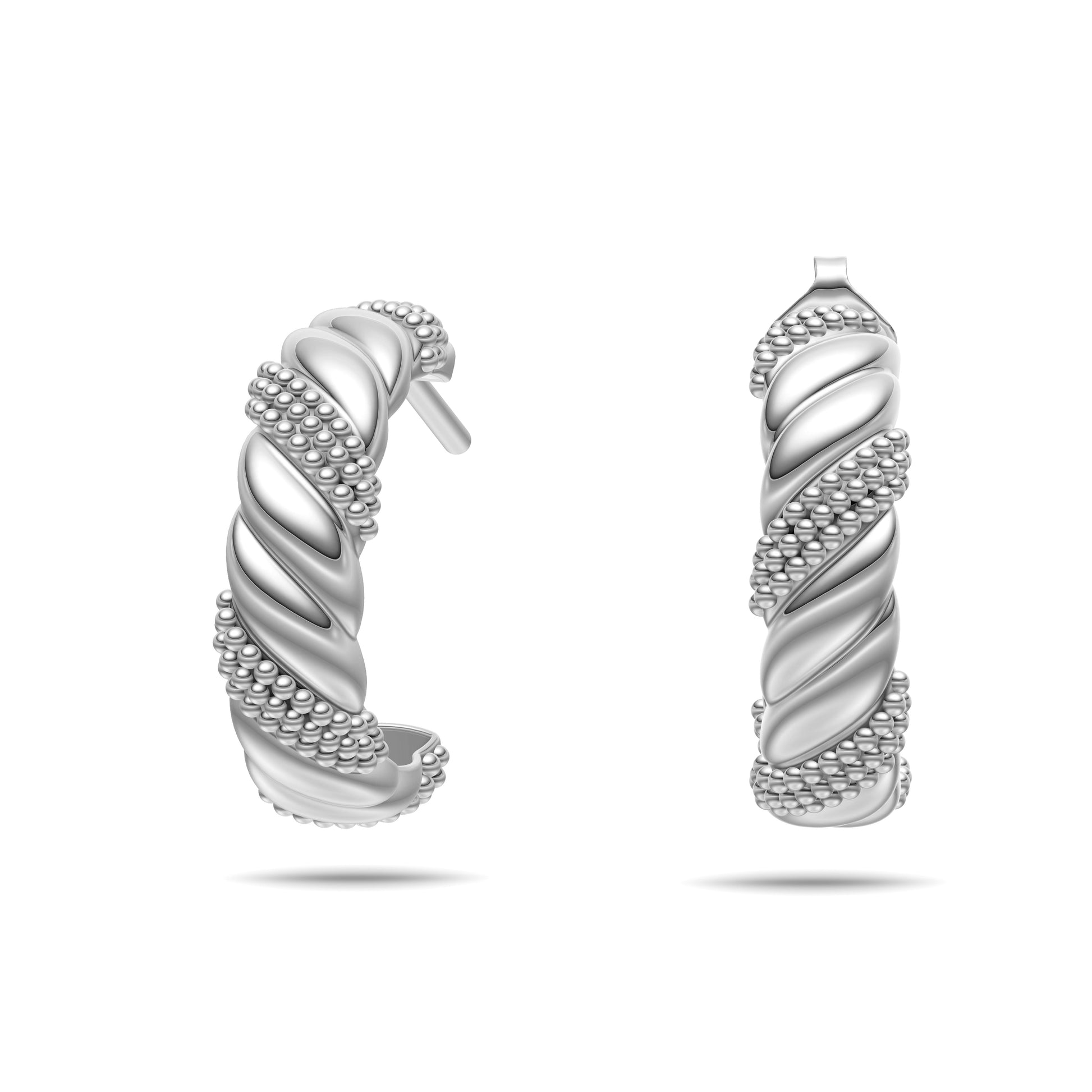 Textured Diamond Twist Huggie Hoops in 14K Gold