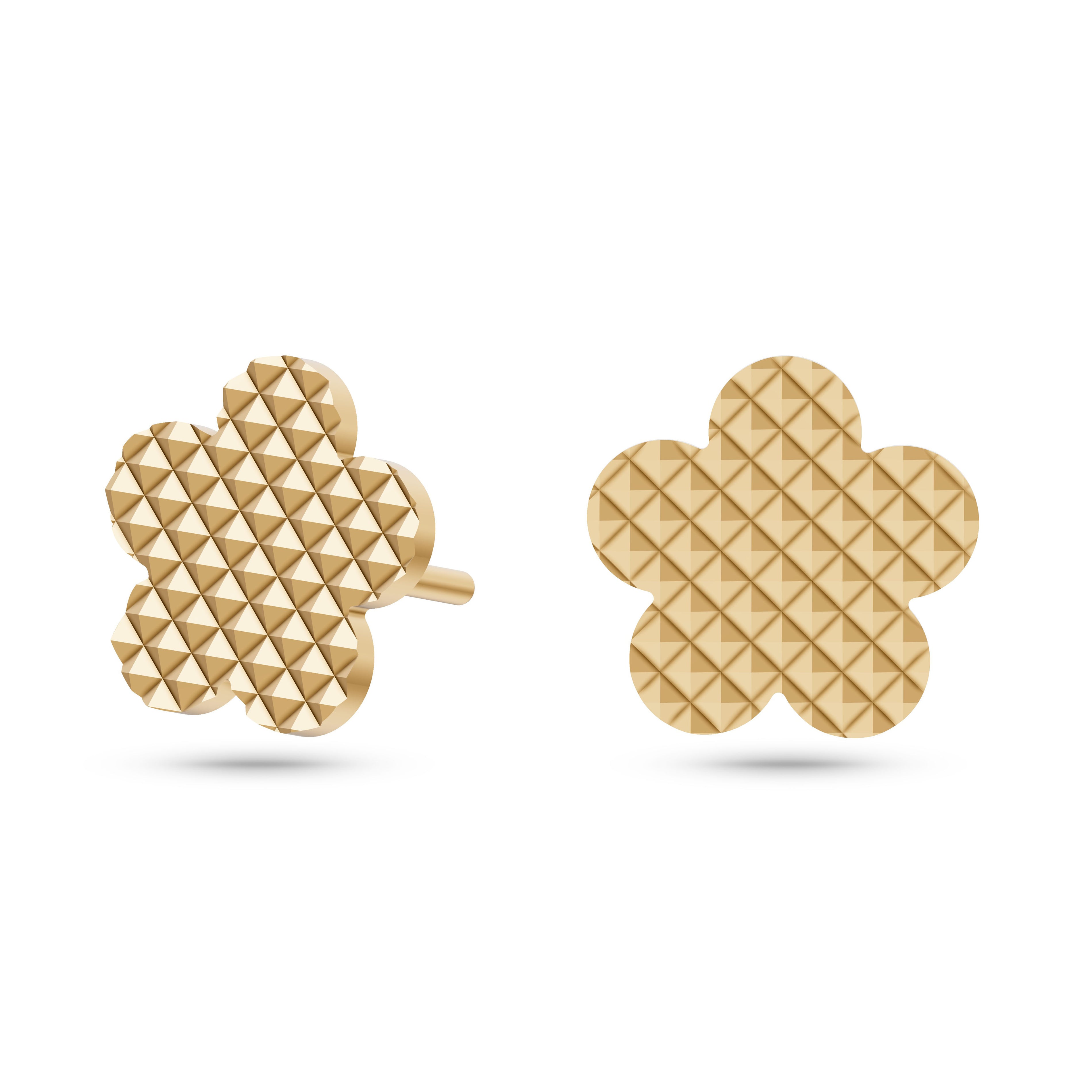 Textured Petal Stud Earrings in 14K Gold