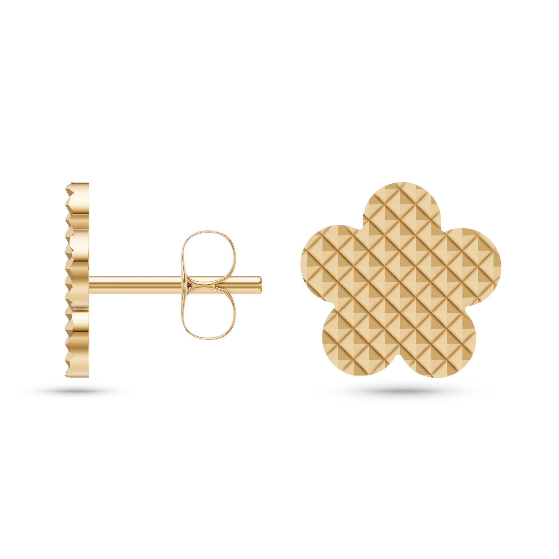 Textured Petal Stud Earrings in 14K Gold