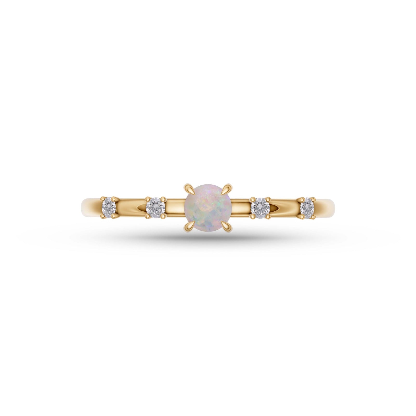 Opal & Diamond Stackable Ring in 14K Gold
