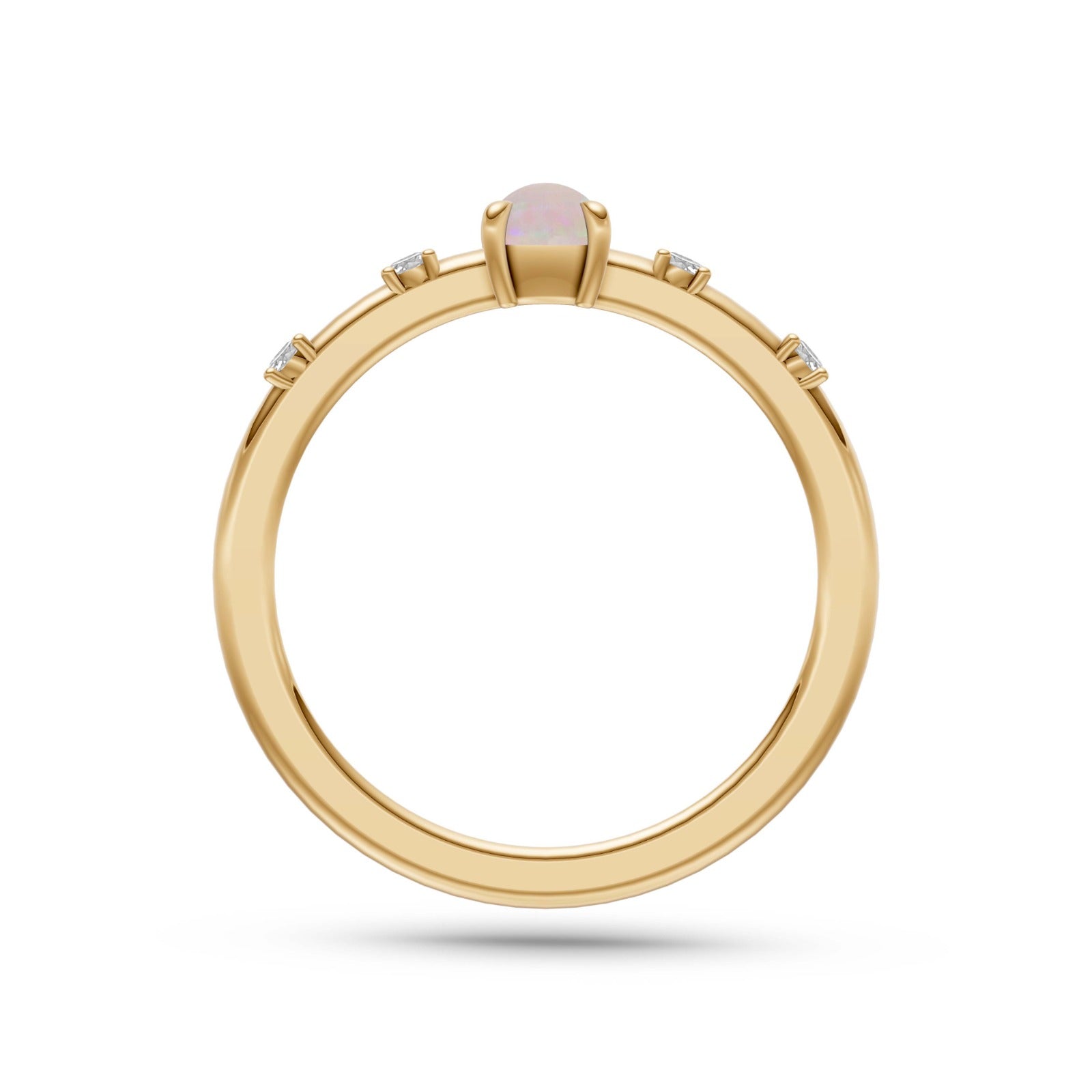 Opal & Diamond Stackable Ring in 14K Gold