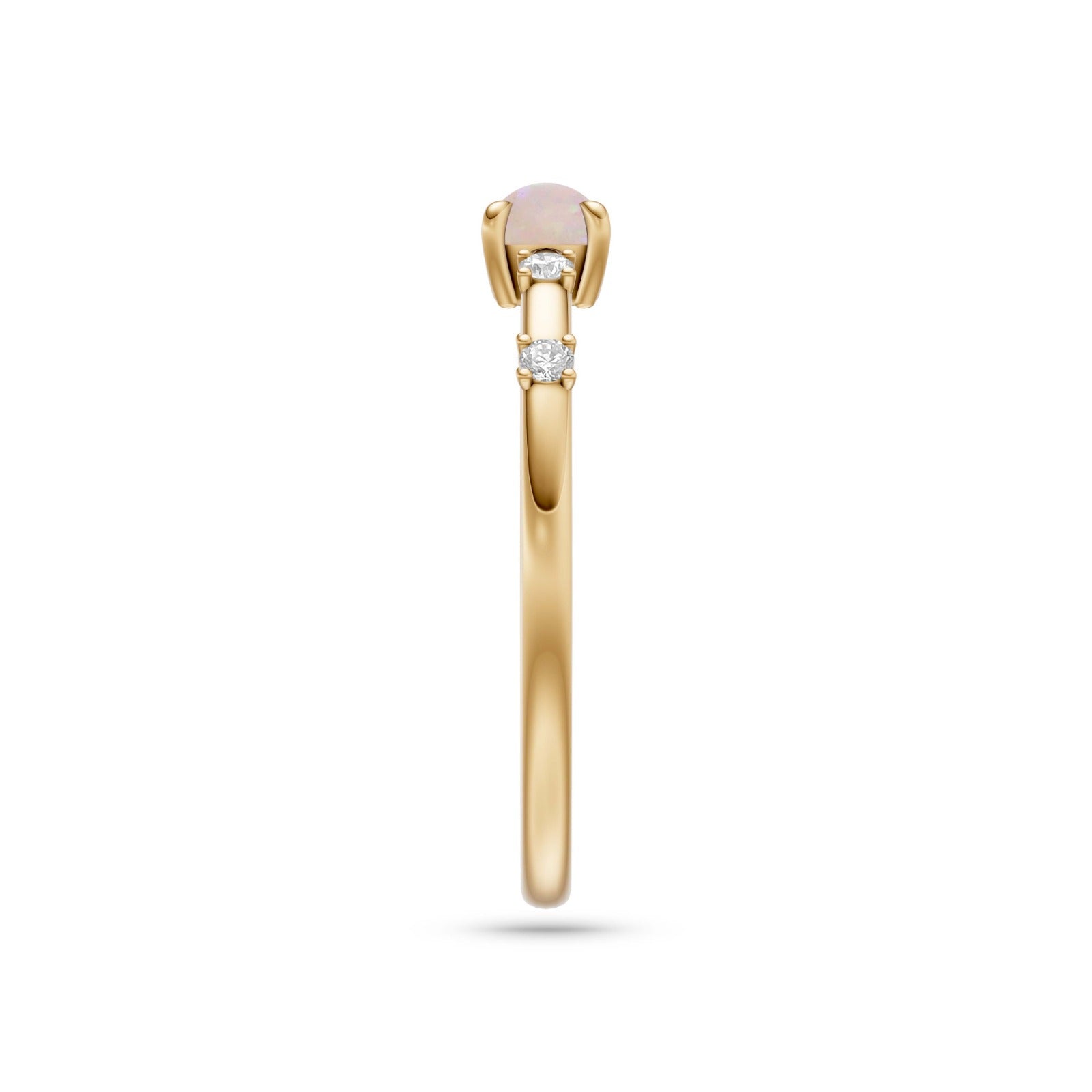 Opal & Diamond Stackable Ring in 14K Gold