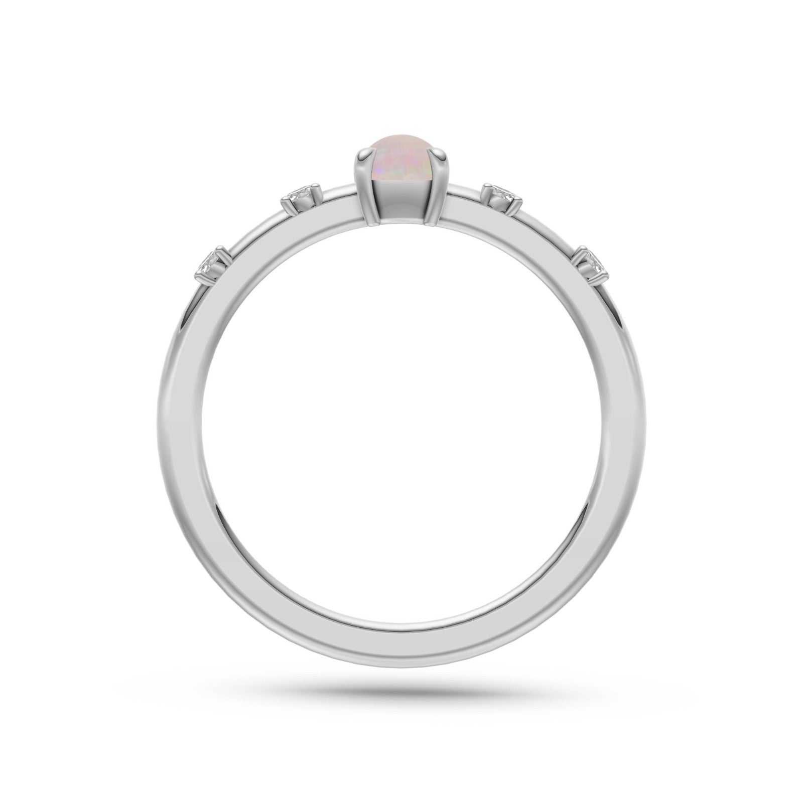 Opal & Diamond Stackable Ring in 14K Gold