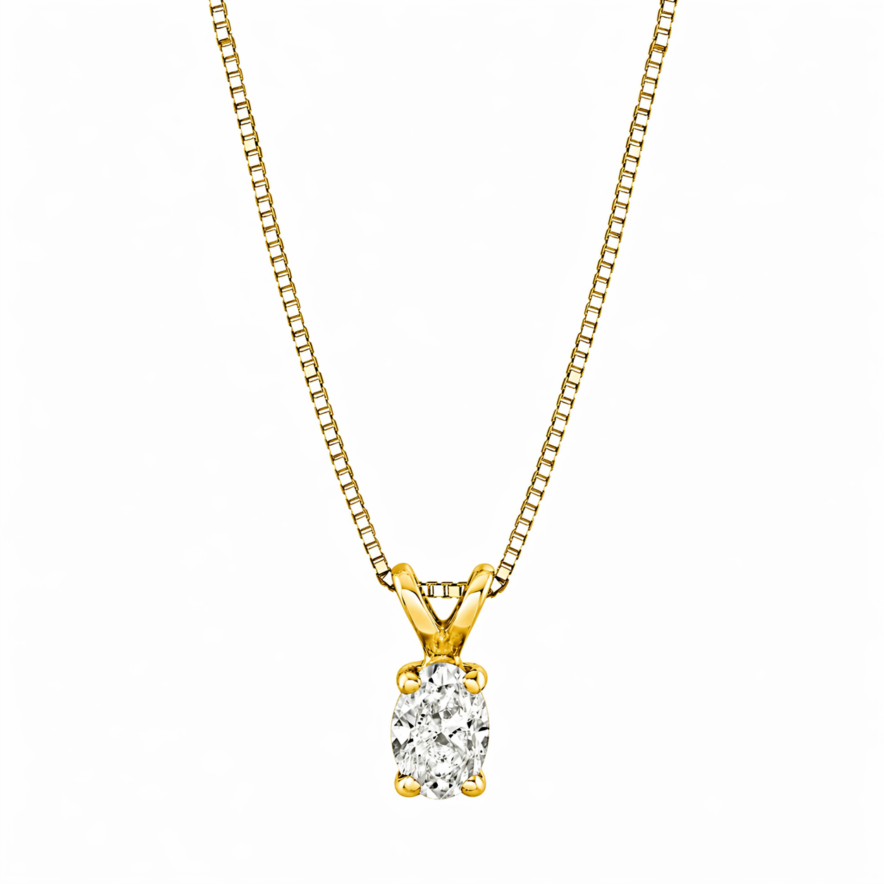 Timeless Oval Cut Diamond Necklace Crafted in 14K Gold