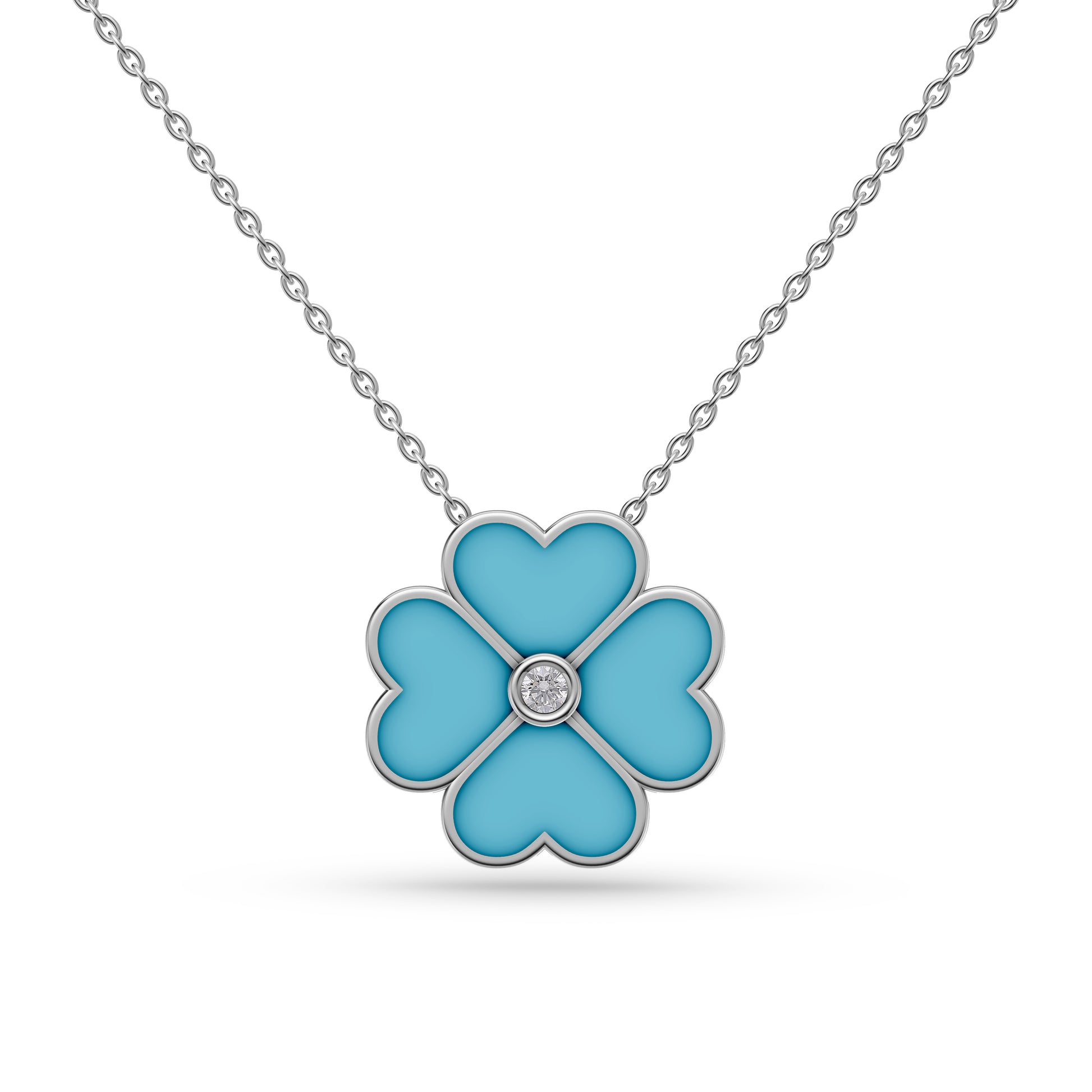 Turquoise Blossom Diamond Pendant In 14K Gold