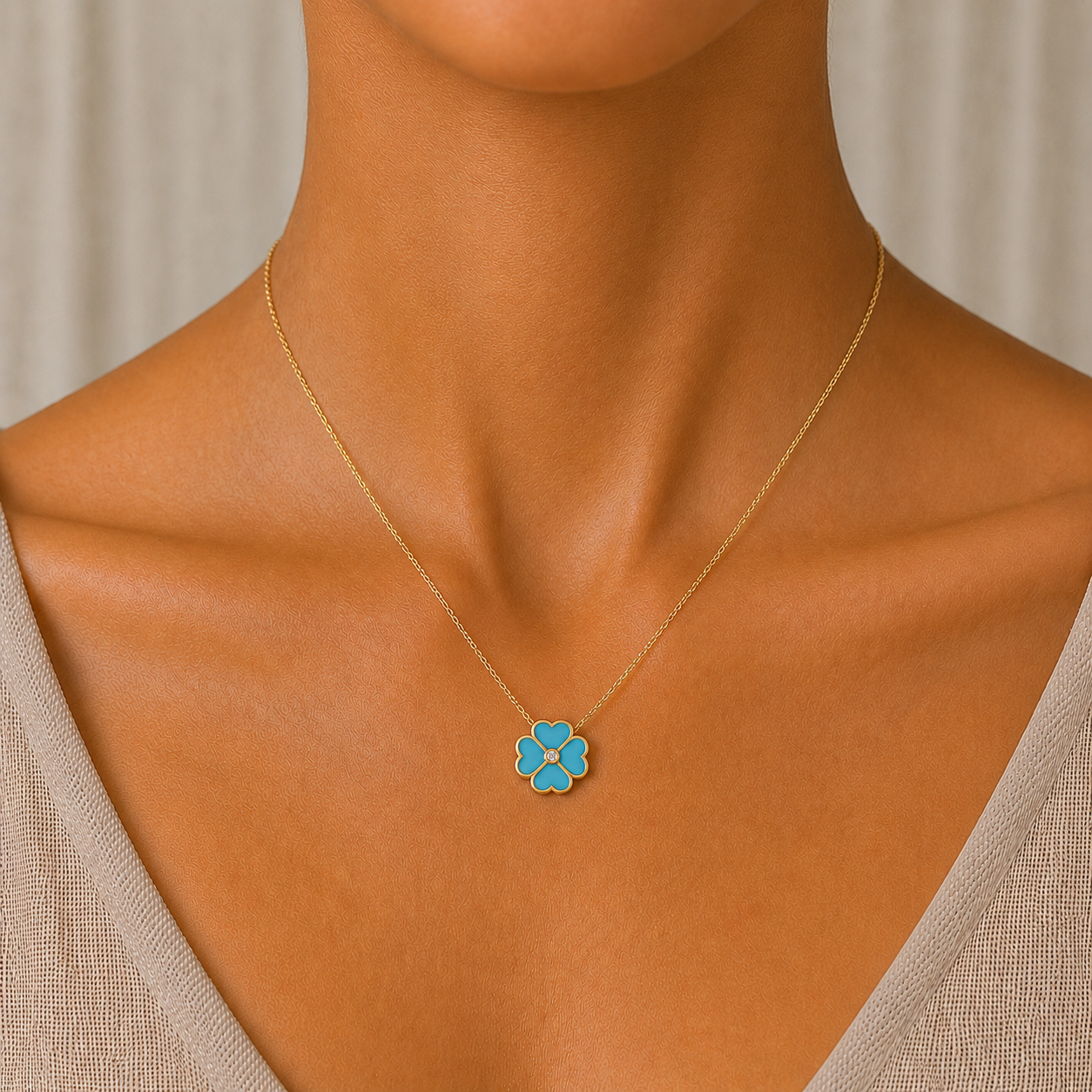 Turquoise Blossom Diamond Pendant In 14K Gold