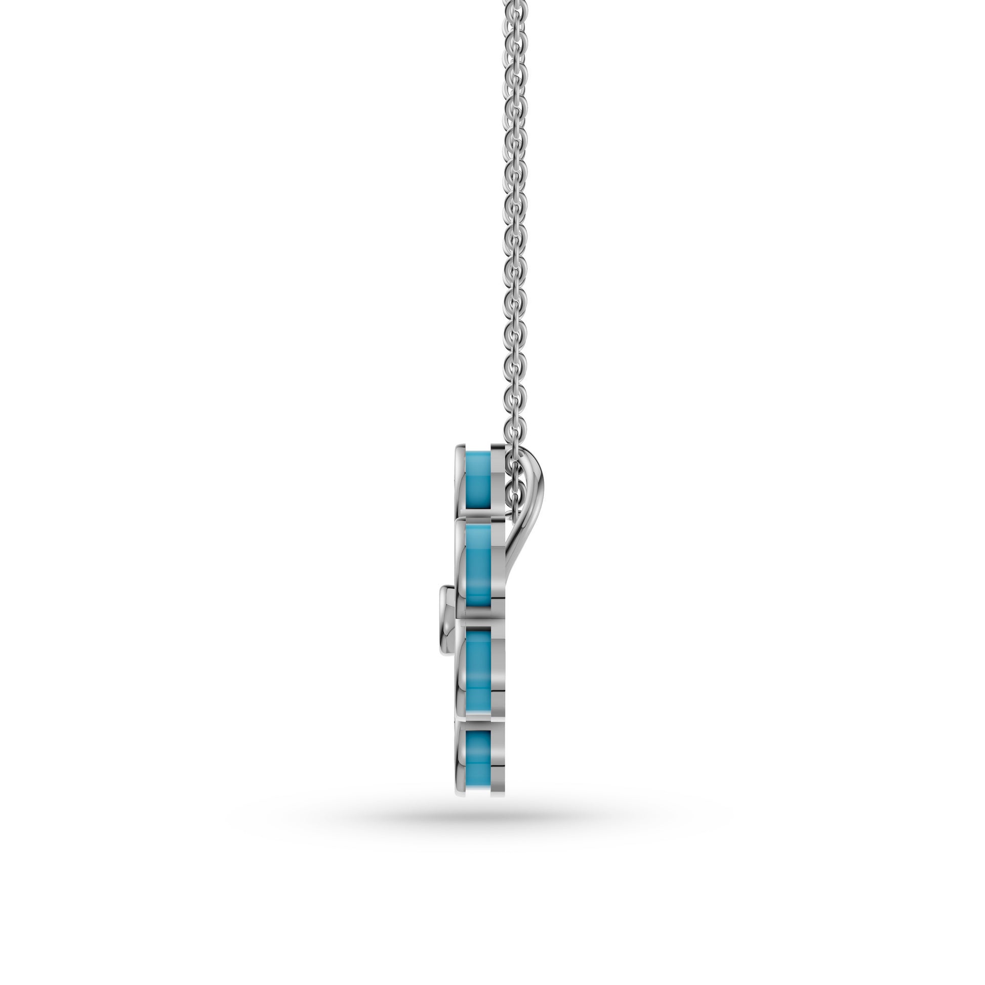 Turquoise Blossom Diamond Pendant In 14K Gold