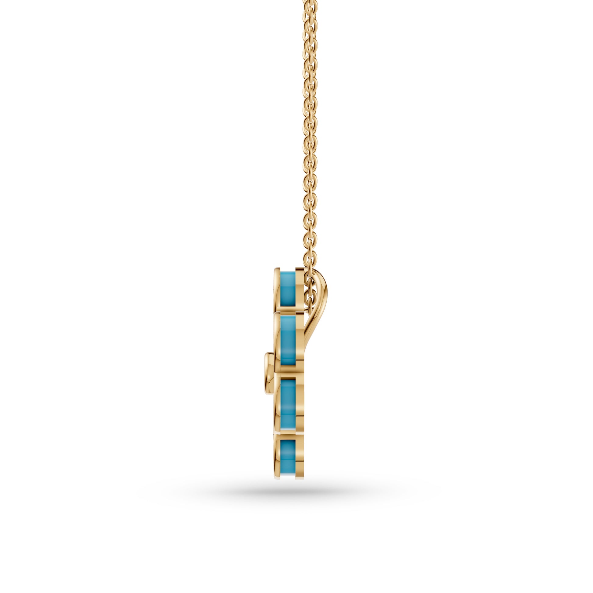 Turquoise Blossom Diamond Pendant In 14K Gold