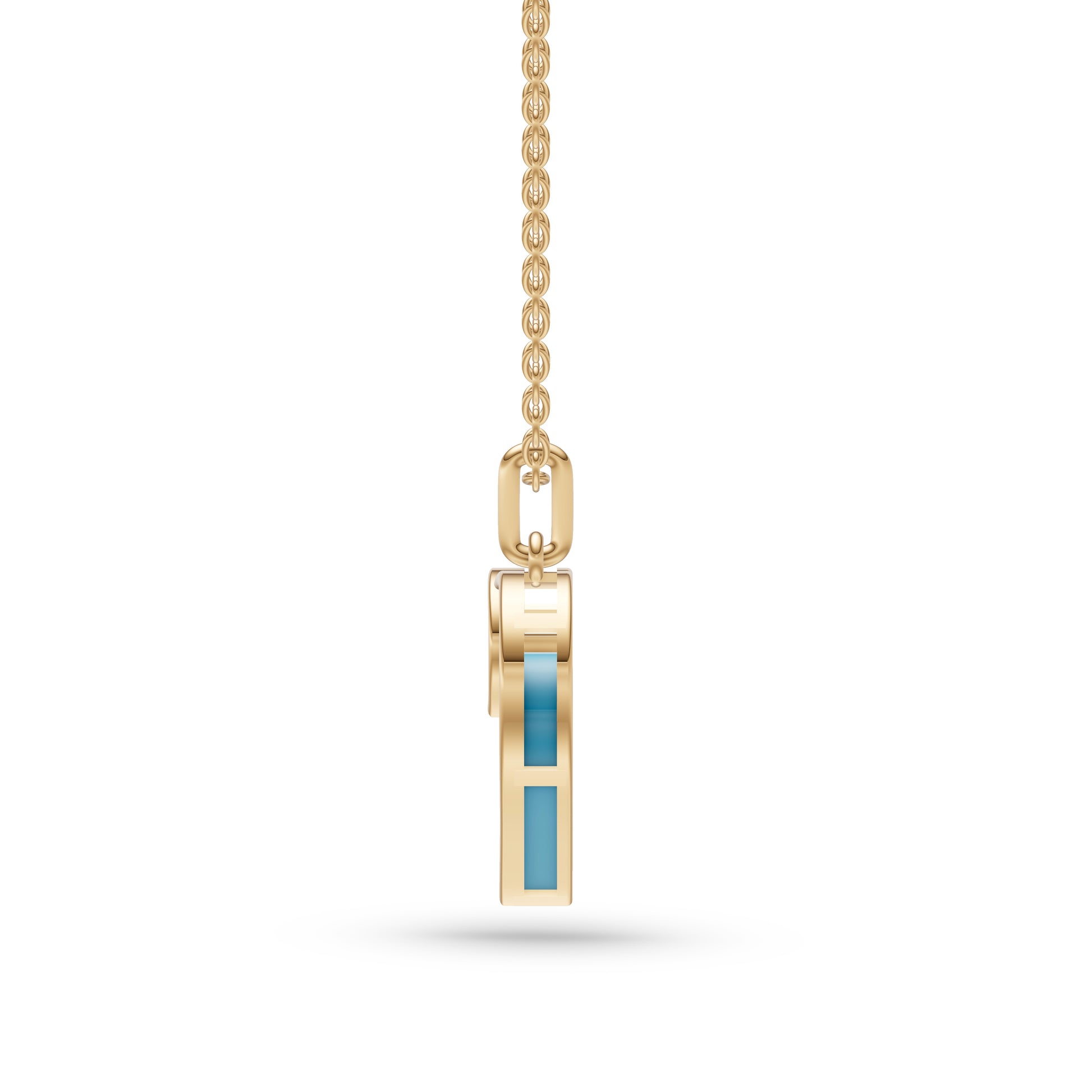 Turquoise Heart Diamond Stud Pendant In 14K Gold
