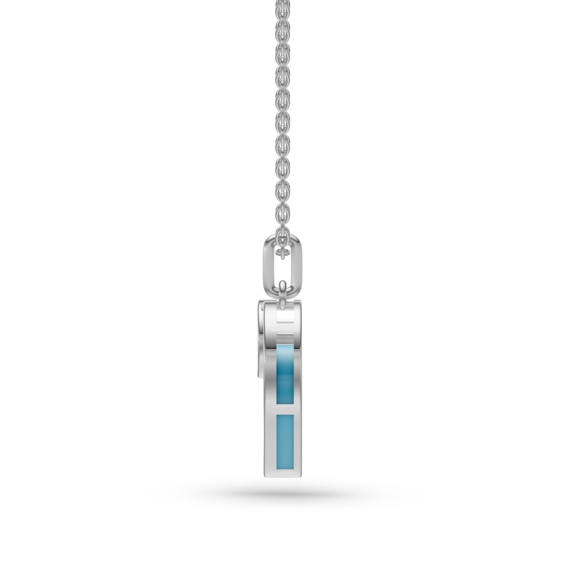 Turquoise Heart Diamond Stud Pendant In 14K Gold