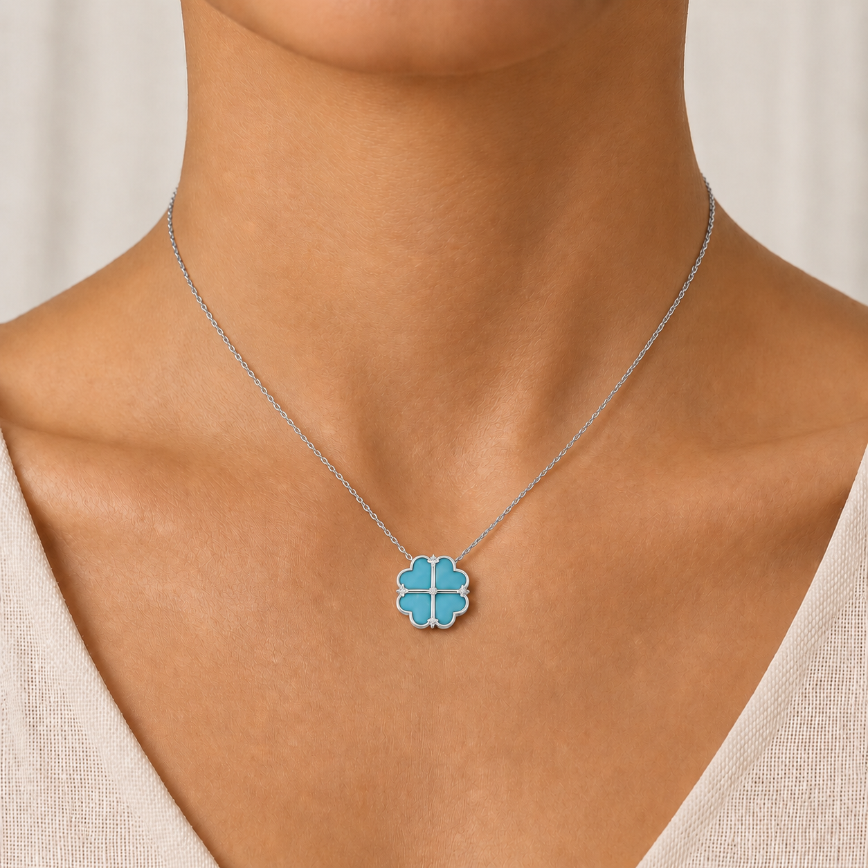 Turquoise Shield Diamond Pendant Necklace In 14K Gold