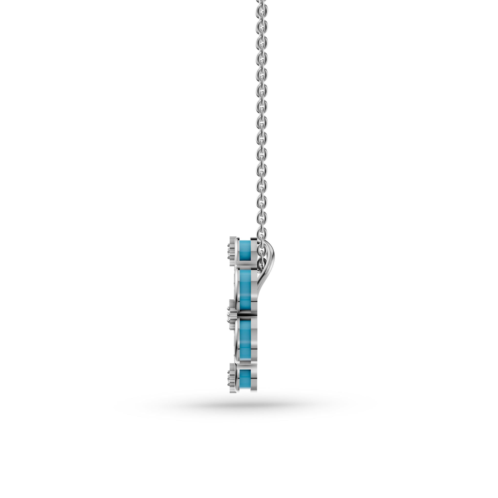 Turquoise Shield Diamond Pendant Necklace In 14K Gold