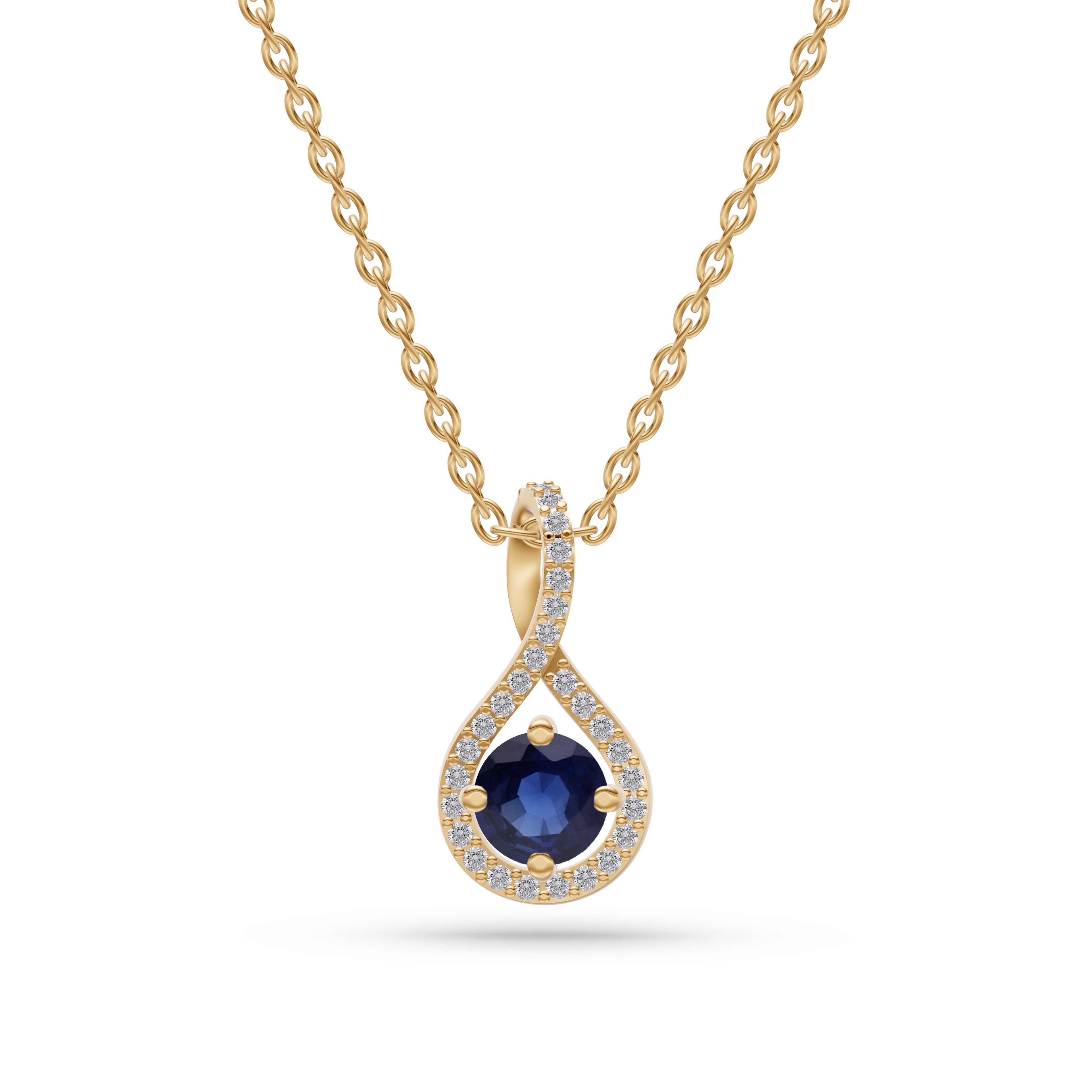 Twilight Twist Blue Sapphire Pendant in 18K Gold