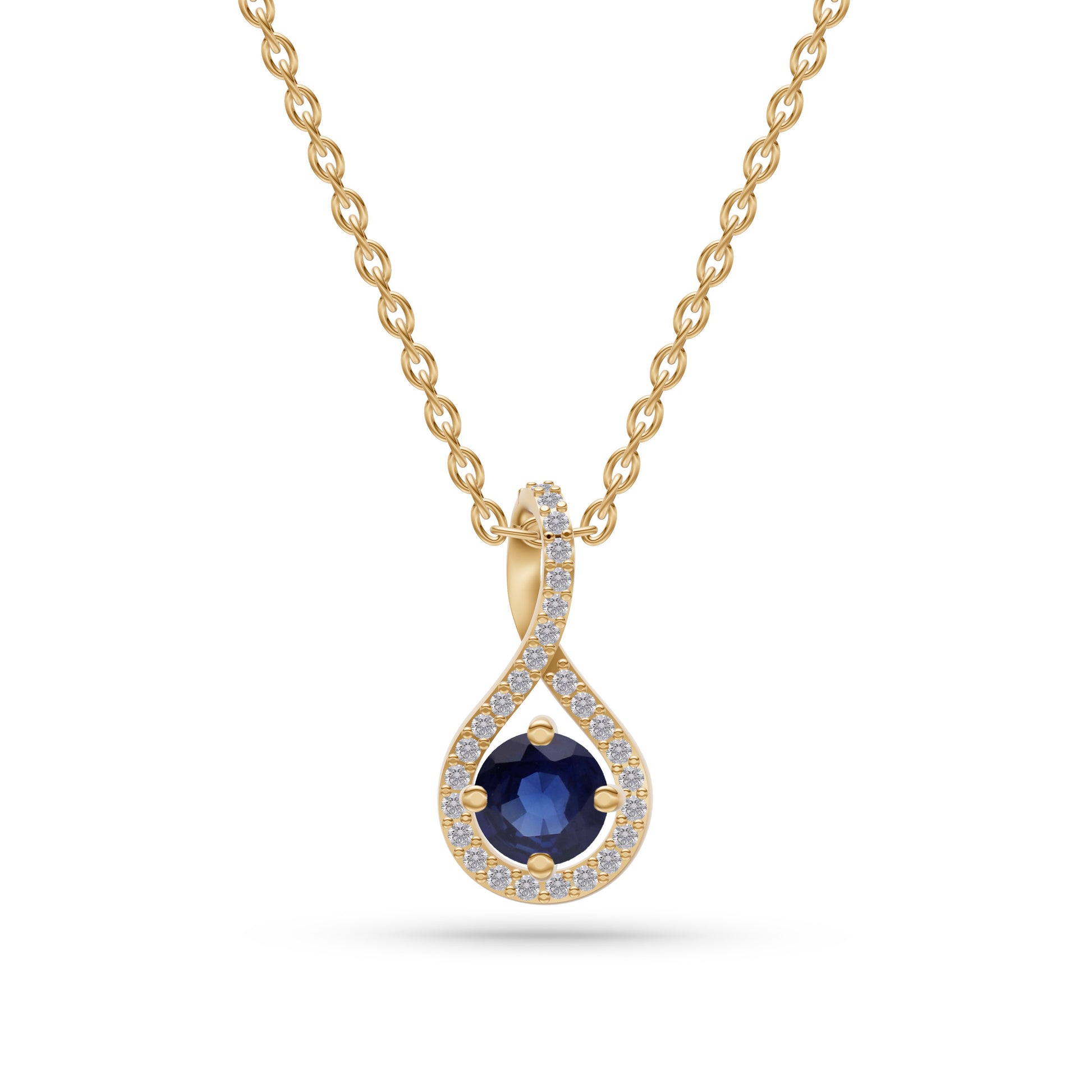 Twilight Twist Blue Sapphire Pendant in 18K Gold