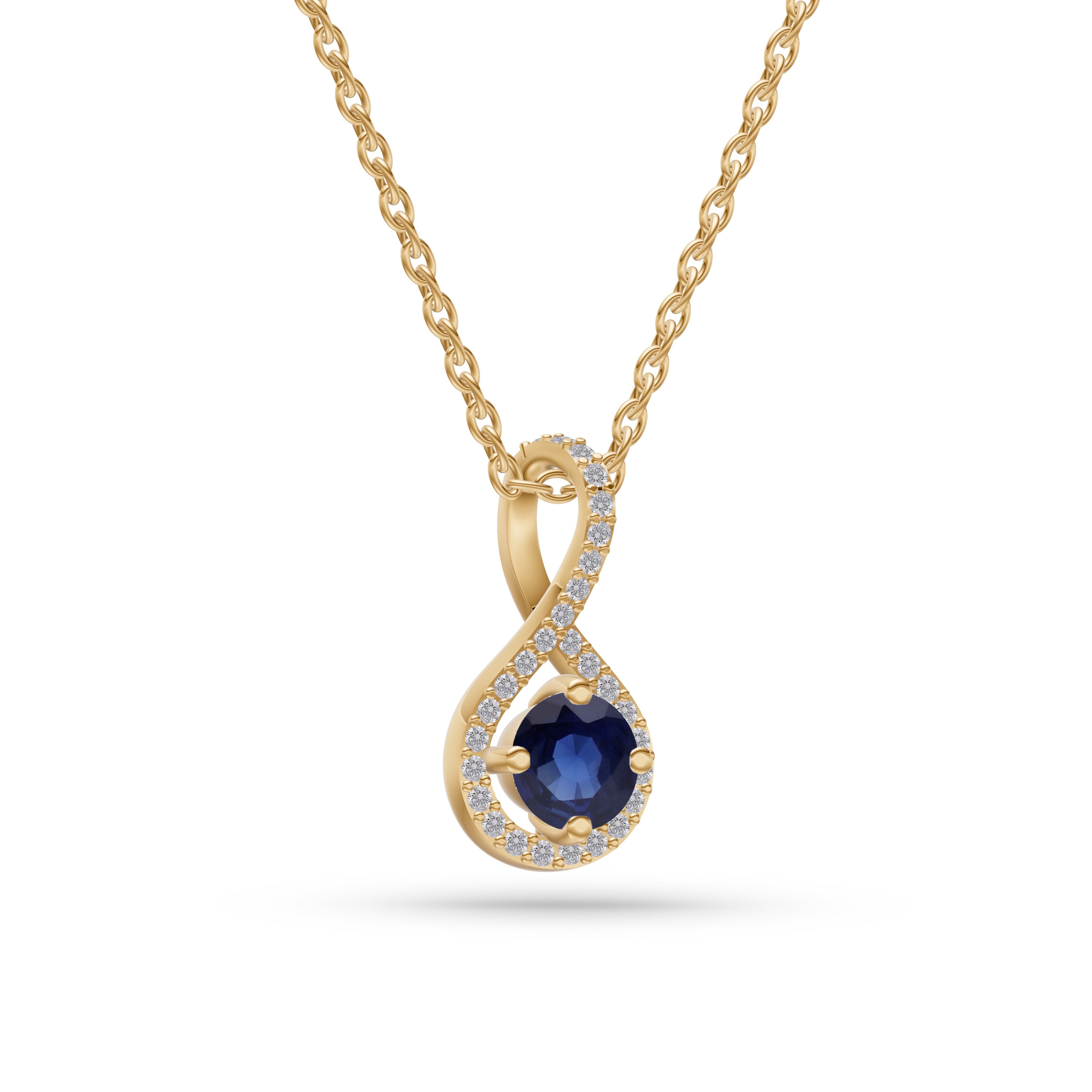 Twilight Twist Blue Sapphire Pendant in 18K Gold