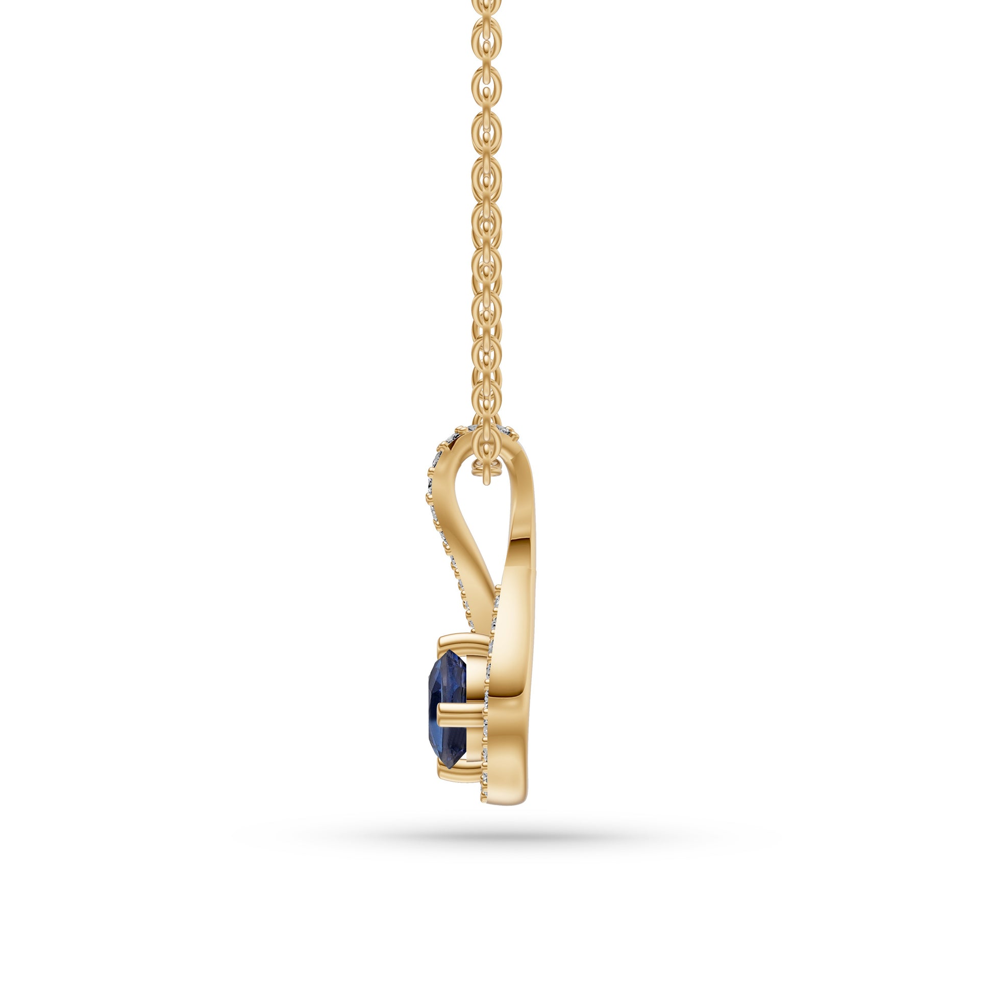 Twilight Twist Blue Sapphire Pendant in 18K Gold
