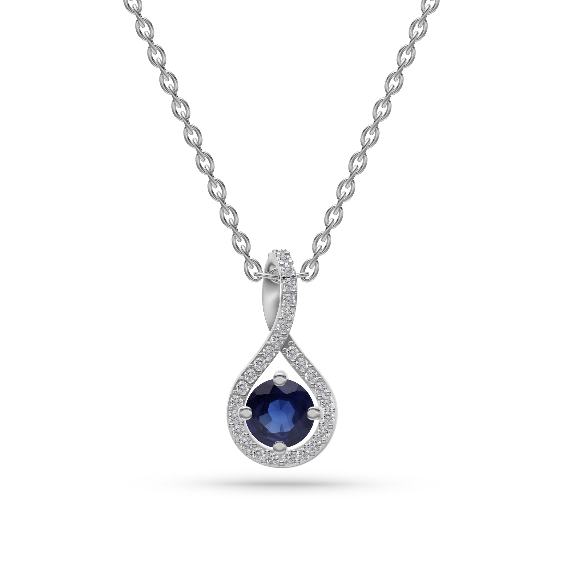 Twilight Twist Blue Sapphire Pendant in 18K Gold