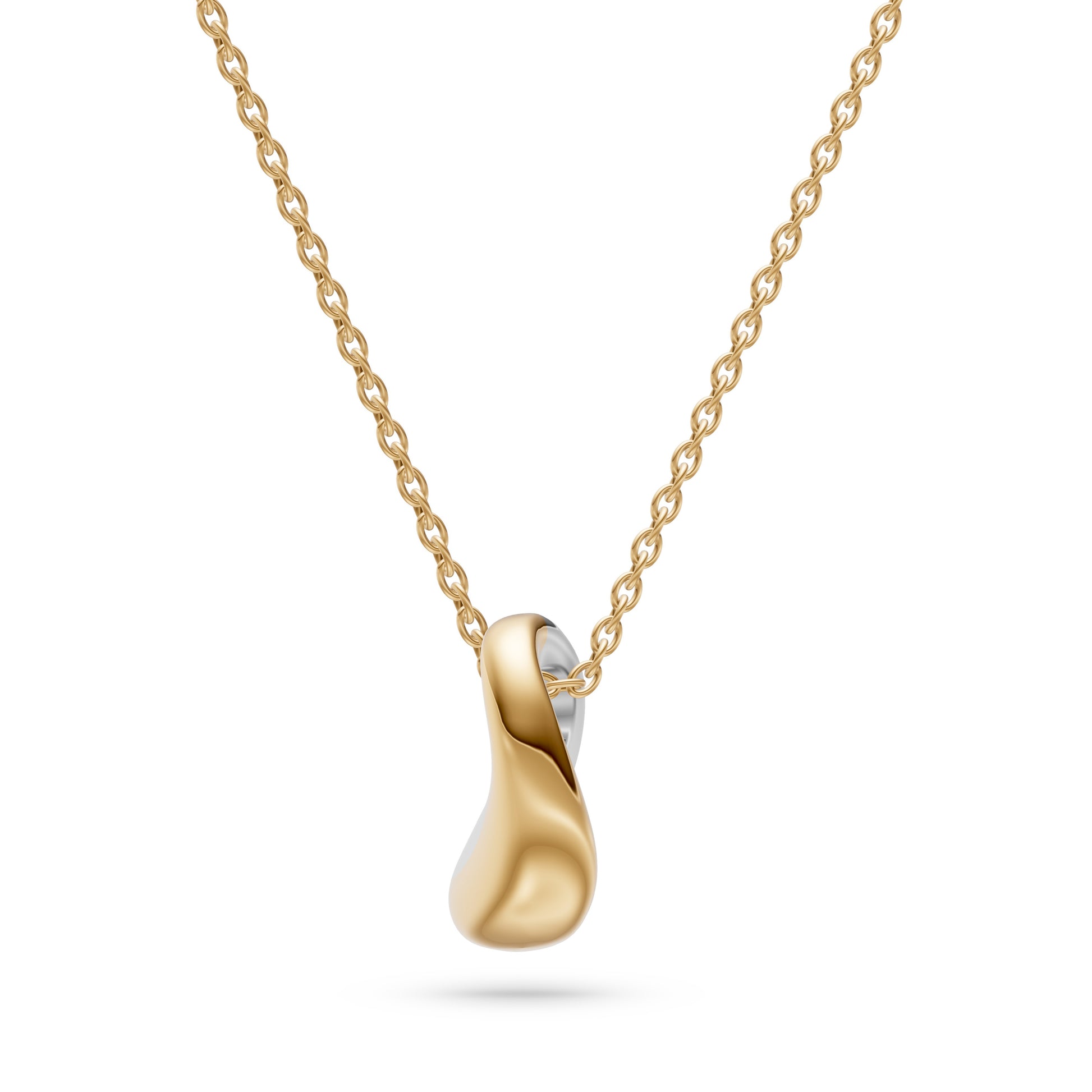 Two-Tone Sculptural Pendant Necklace in 14K Gold