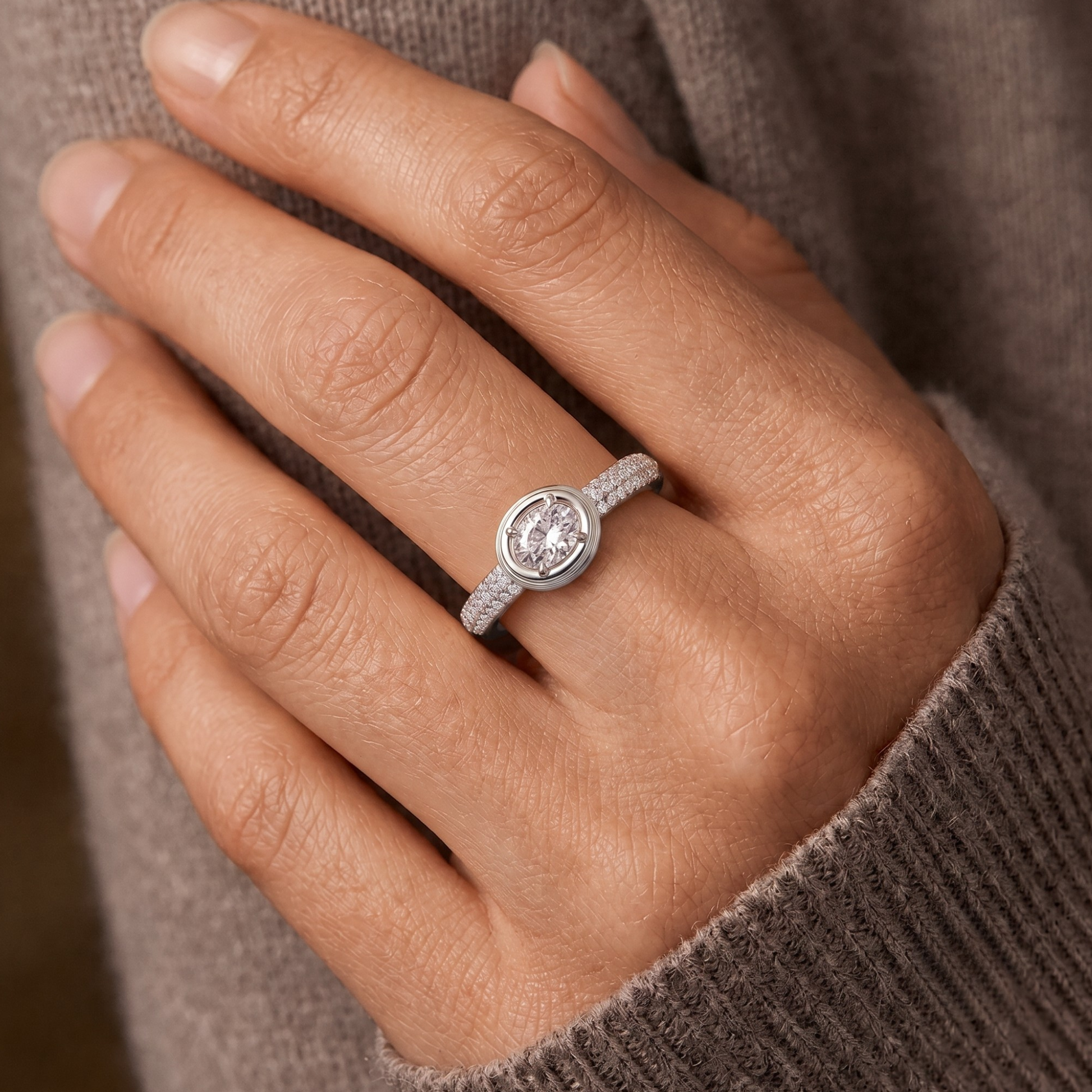 Valencia Diamond Oval Ring In 14K Gold