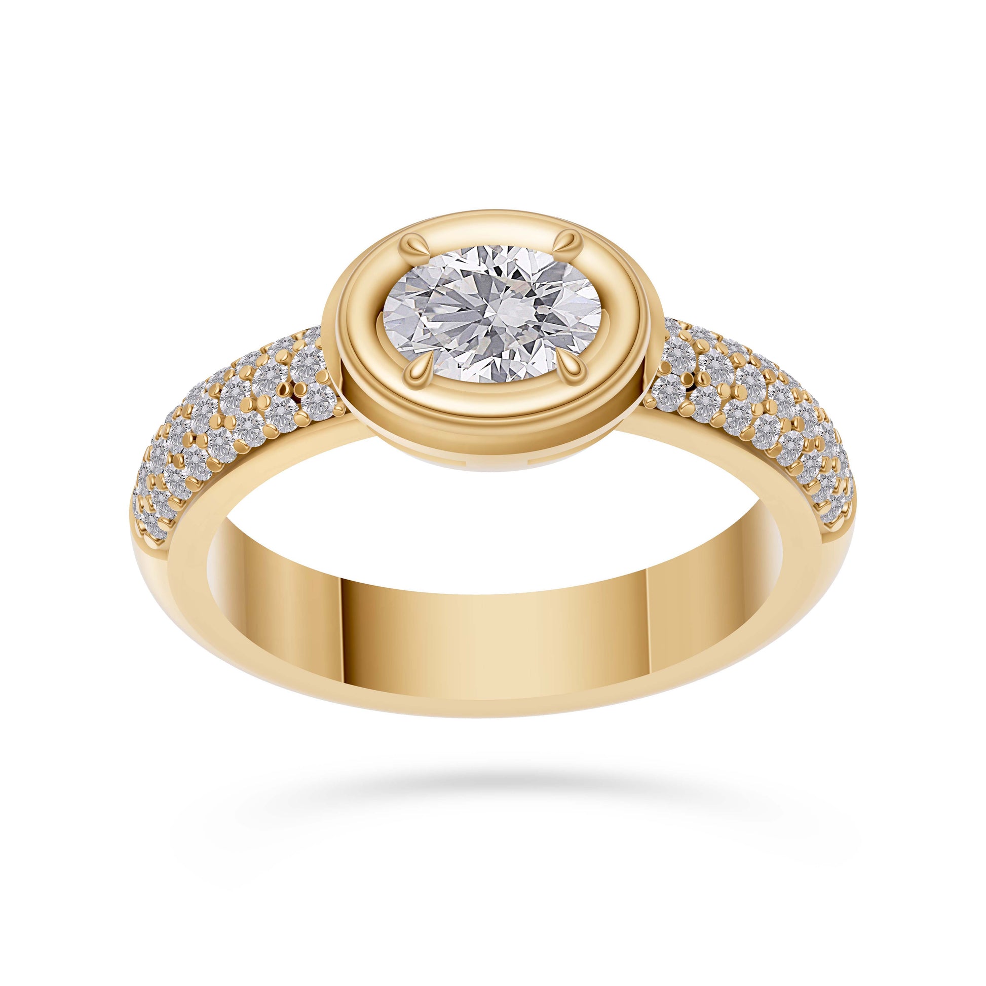 Valencia Oval Shaped Diamond Ring In 14K Gold