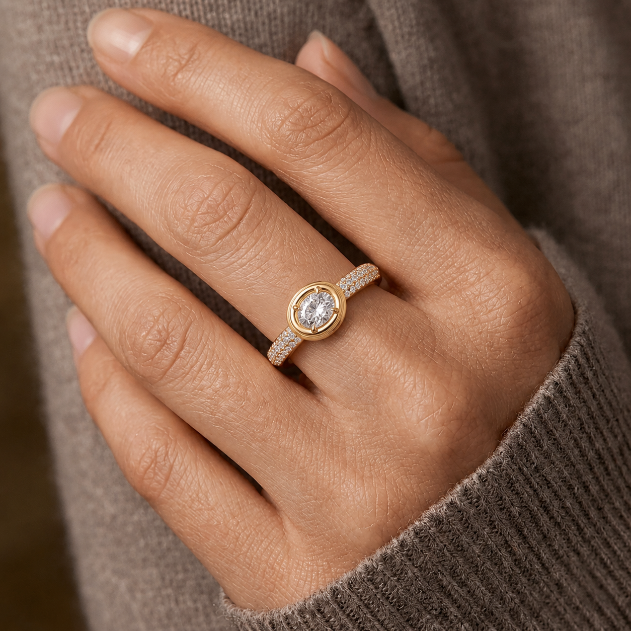 Valencia Oval Shaped Diamond Ring In 14K Gold