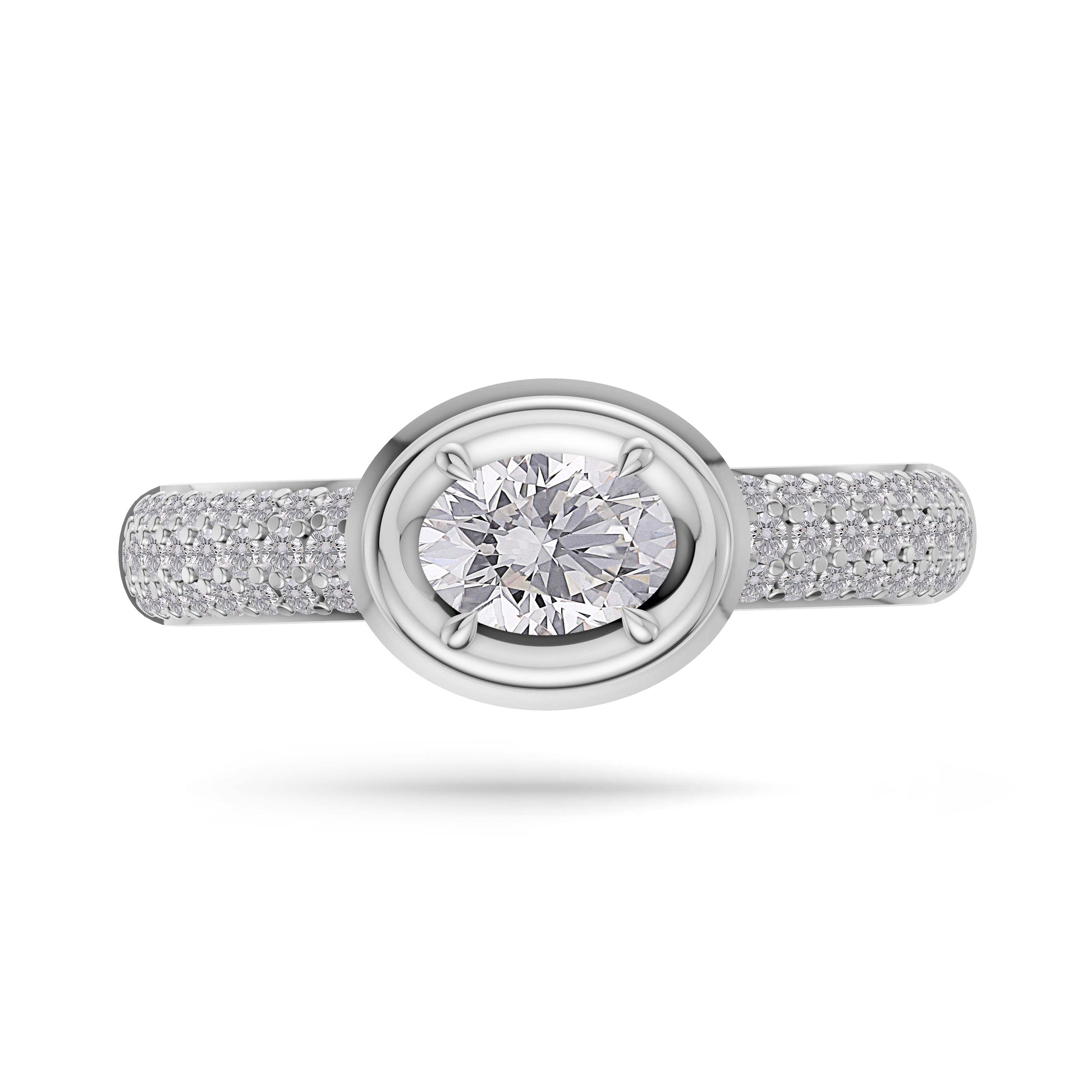 Valencia Oval Shaped Diamond Ring In 14K Gold