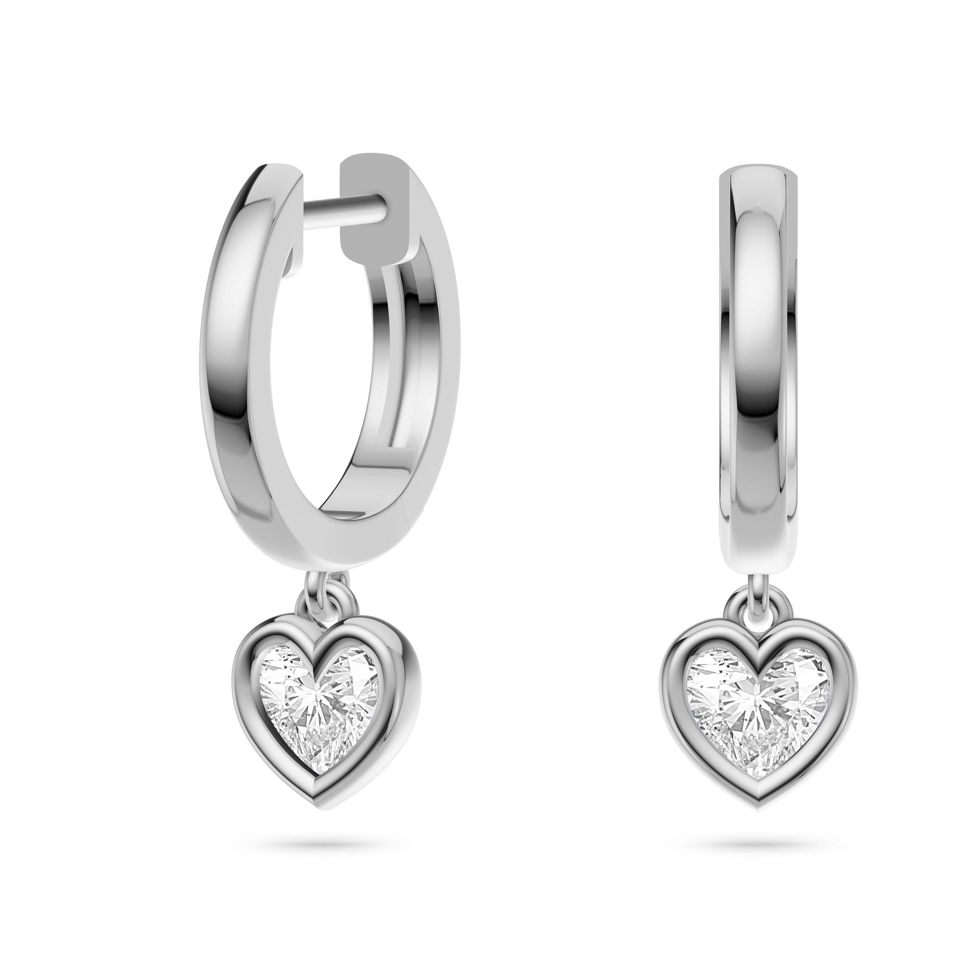 Valentina Diamond Heart Hoop Earrings In 14K Gold