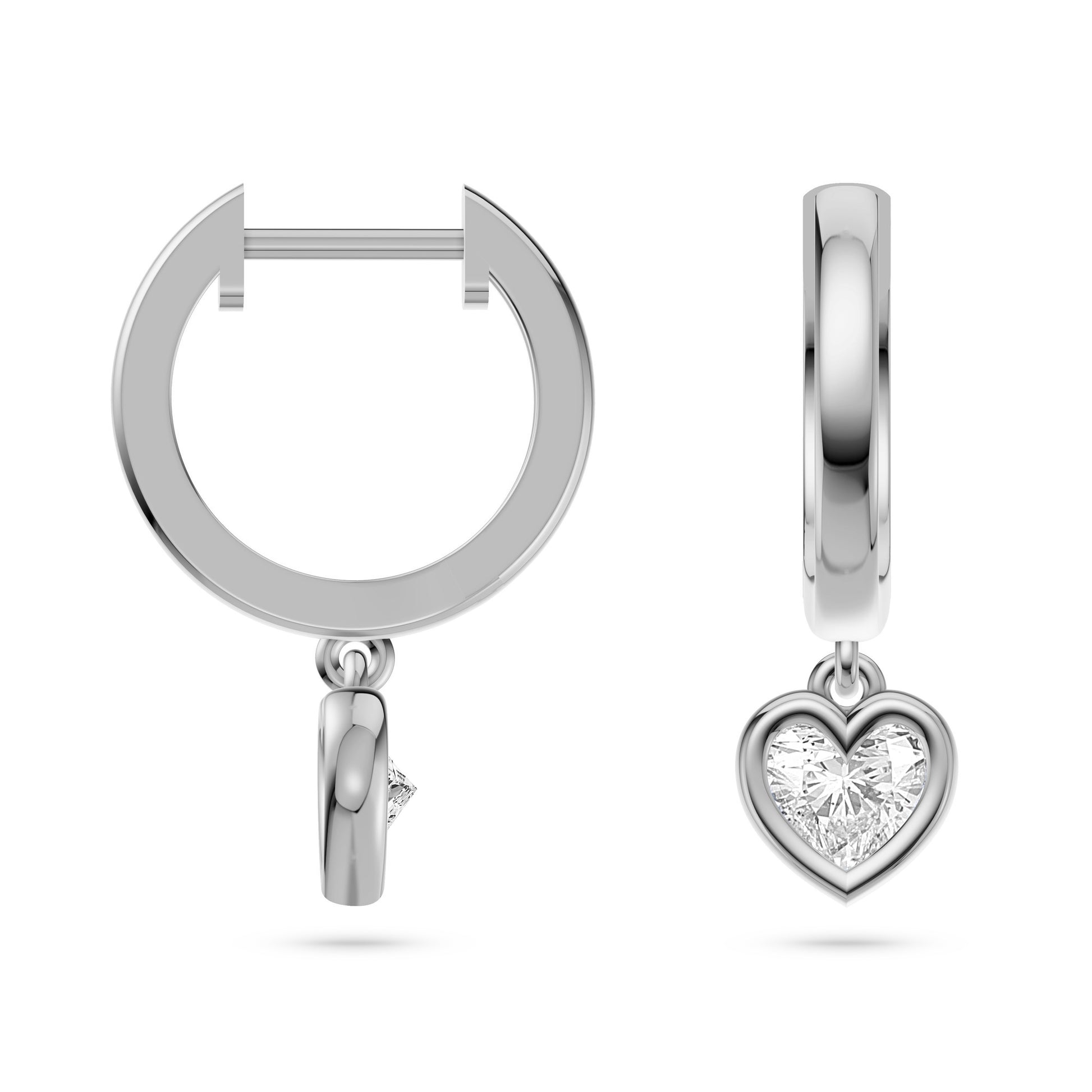 Valentina Diamond Heart Hoop Earrings In 14K Gold