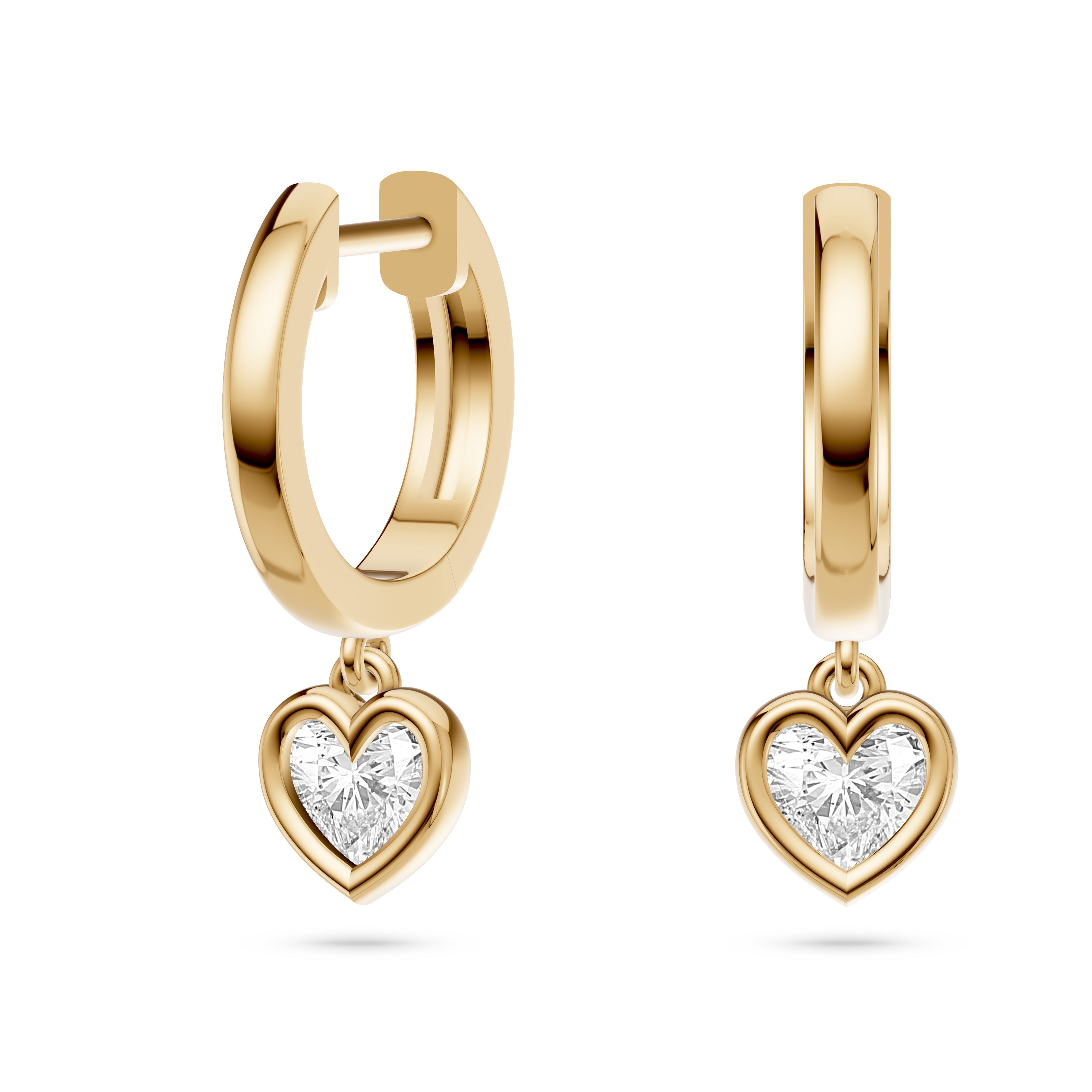 Valentina Diamond Heart Hoop Earrings In 14K Gold