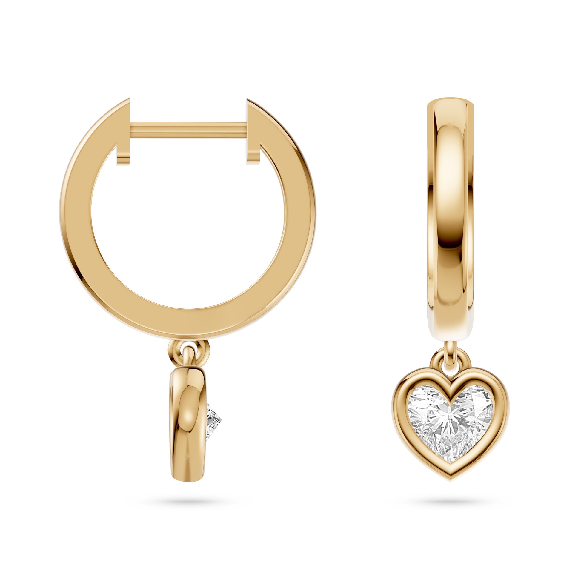 Valentina Diamond Heart Hoop Earrings In 14K Gold