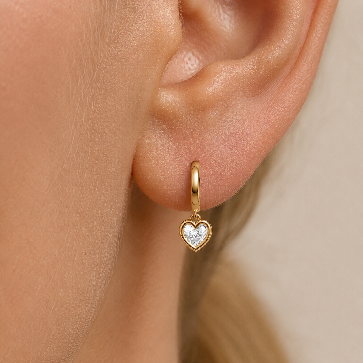Valentina Diamond Heart Hoop Earrings In 14K Gold