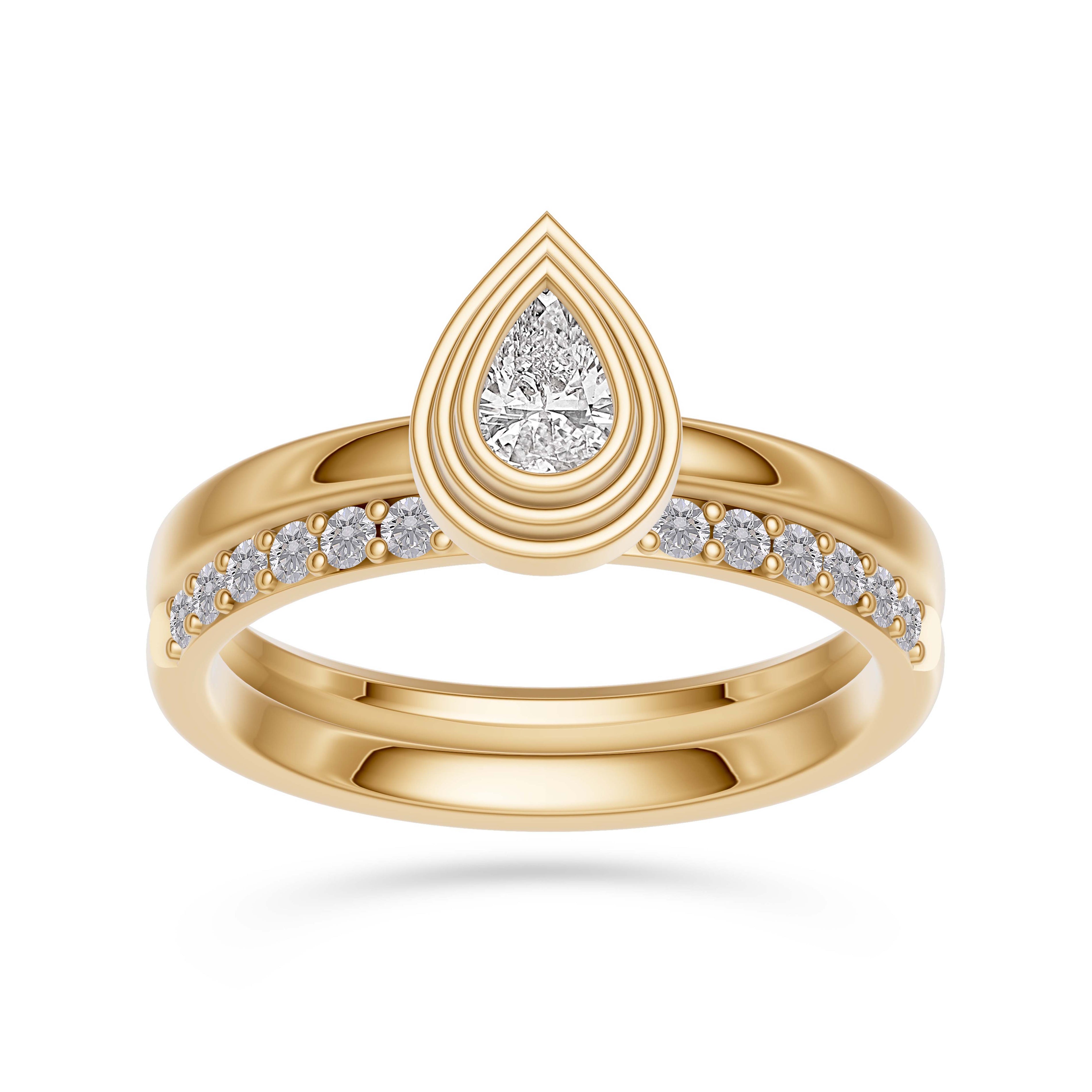 Verona Diamond Drop Ring In 14K Gold