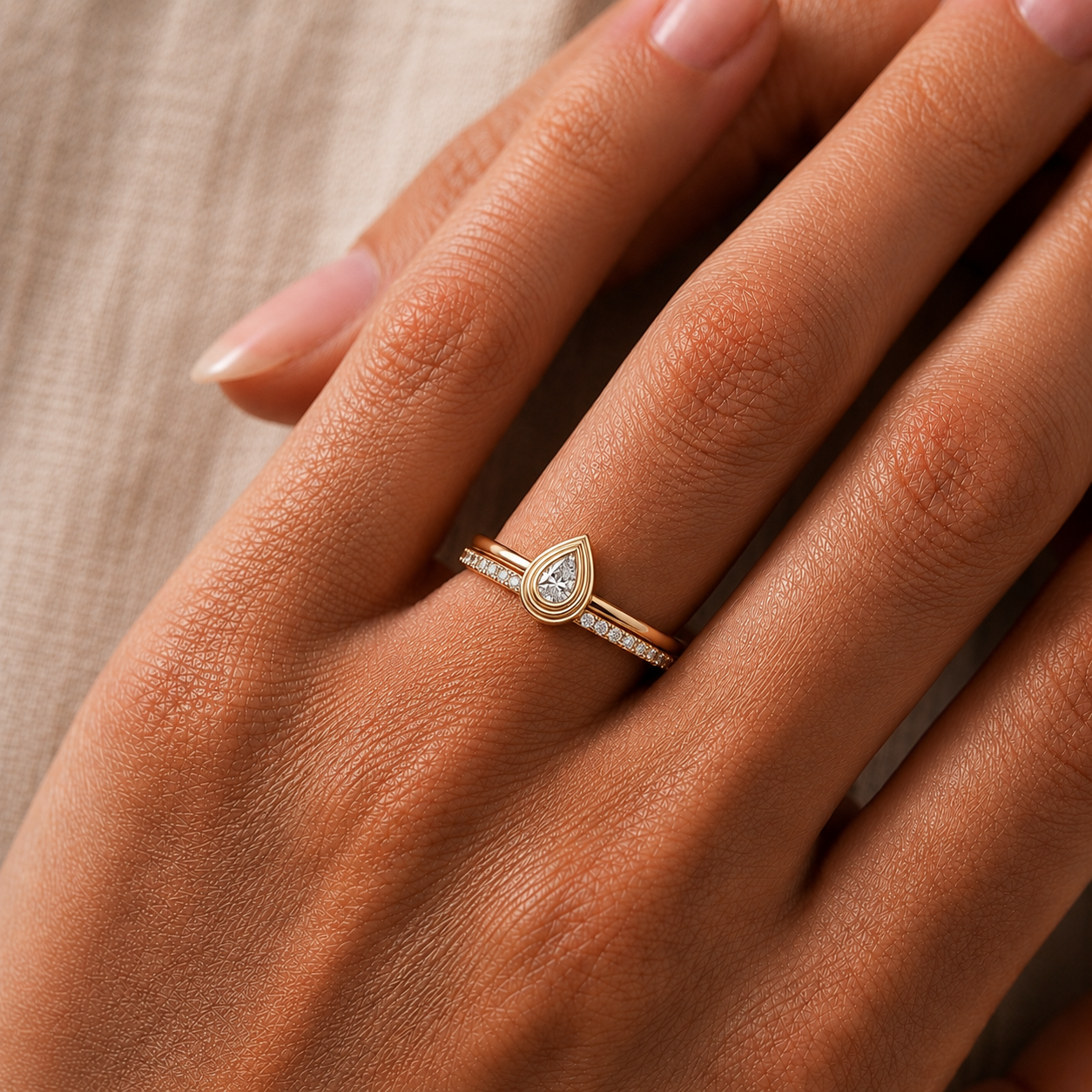 Verona Diamond Drop Ring In 14K Gold