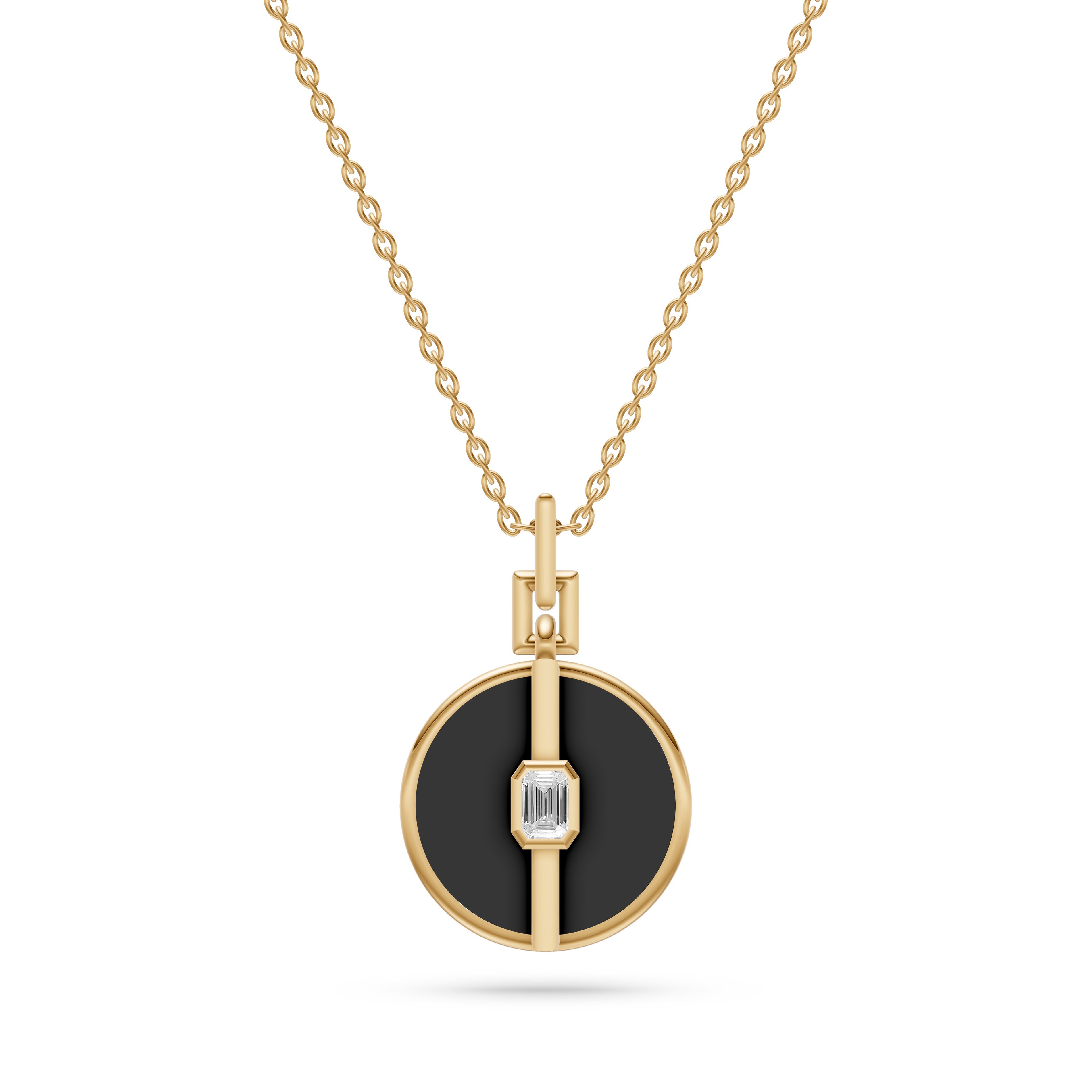 Vesper Black Onyx Diamond Pendant in 14K Gold