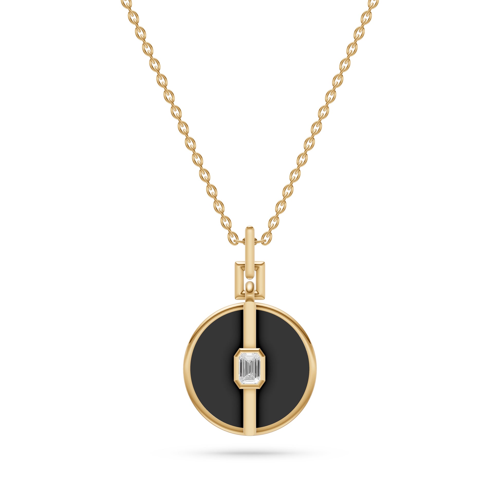 Vesper Black Onyx Diamond Pendant in 14K Gold