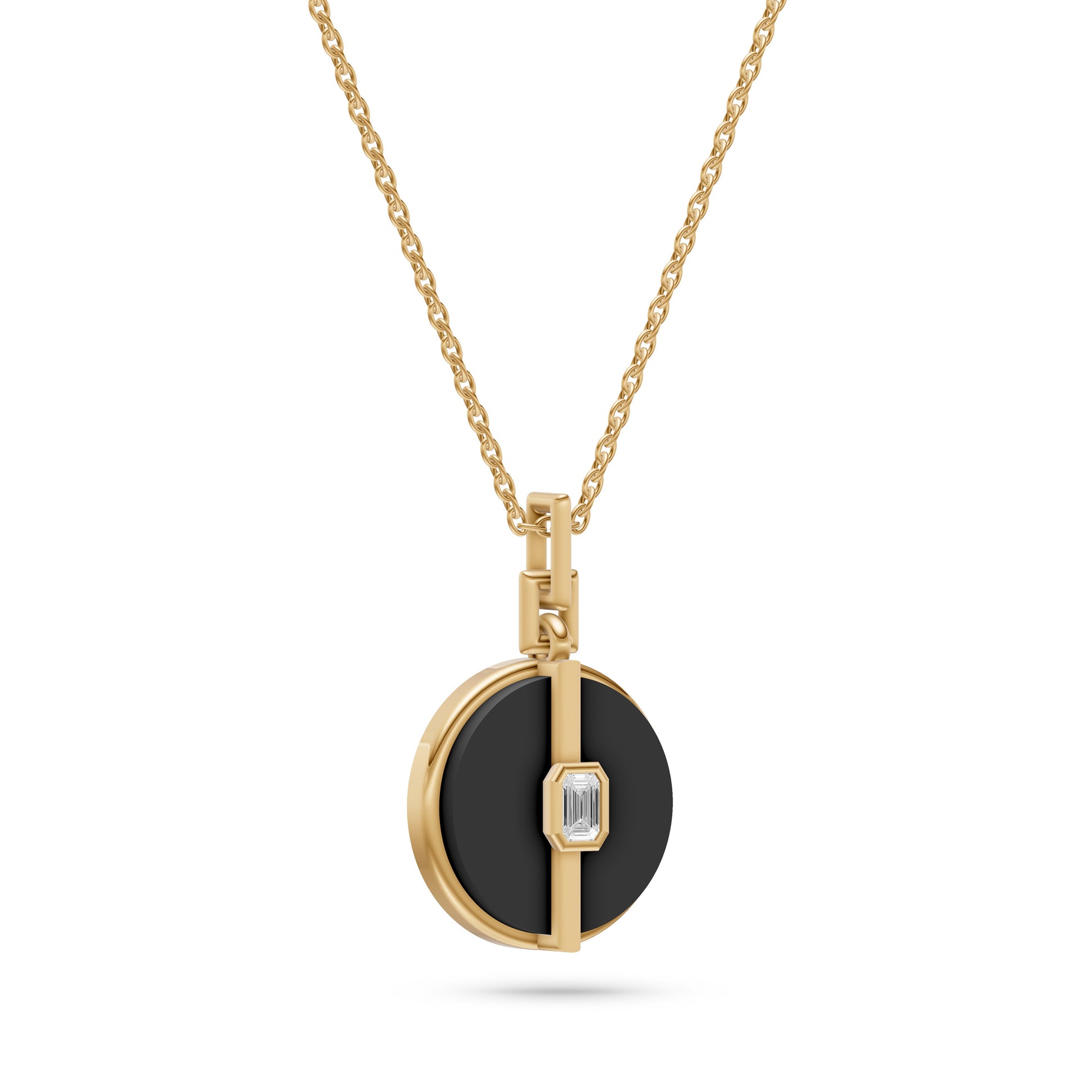 Vesper Black Onyx Diamond Pendant in 14K Gold