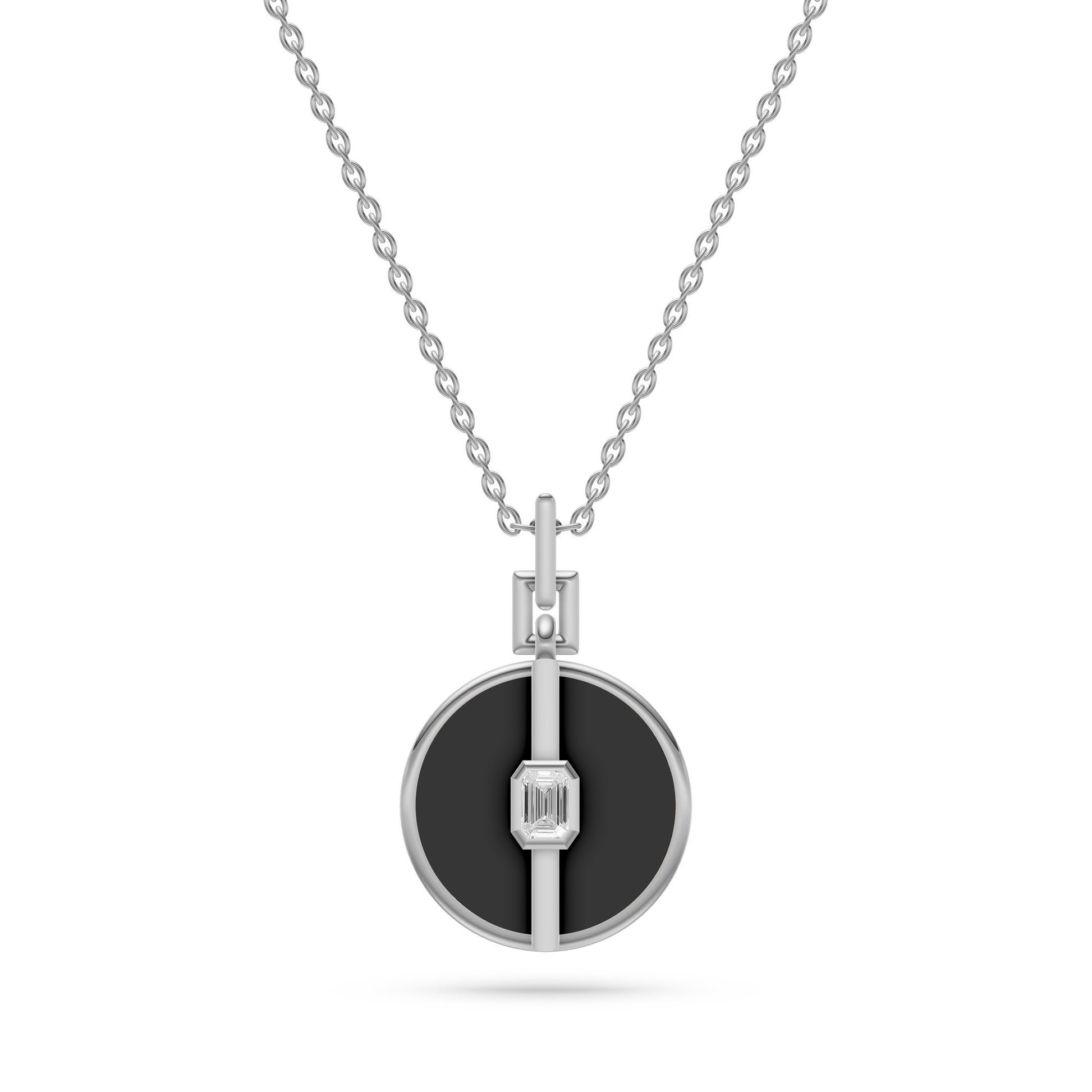 Vesper Black Onyx Diamond Pendant in 14K Gold
