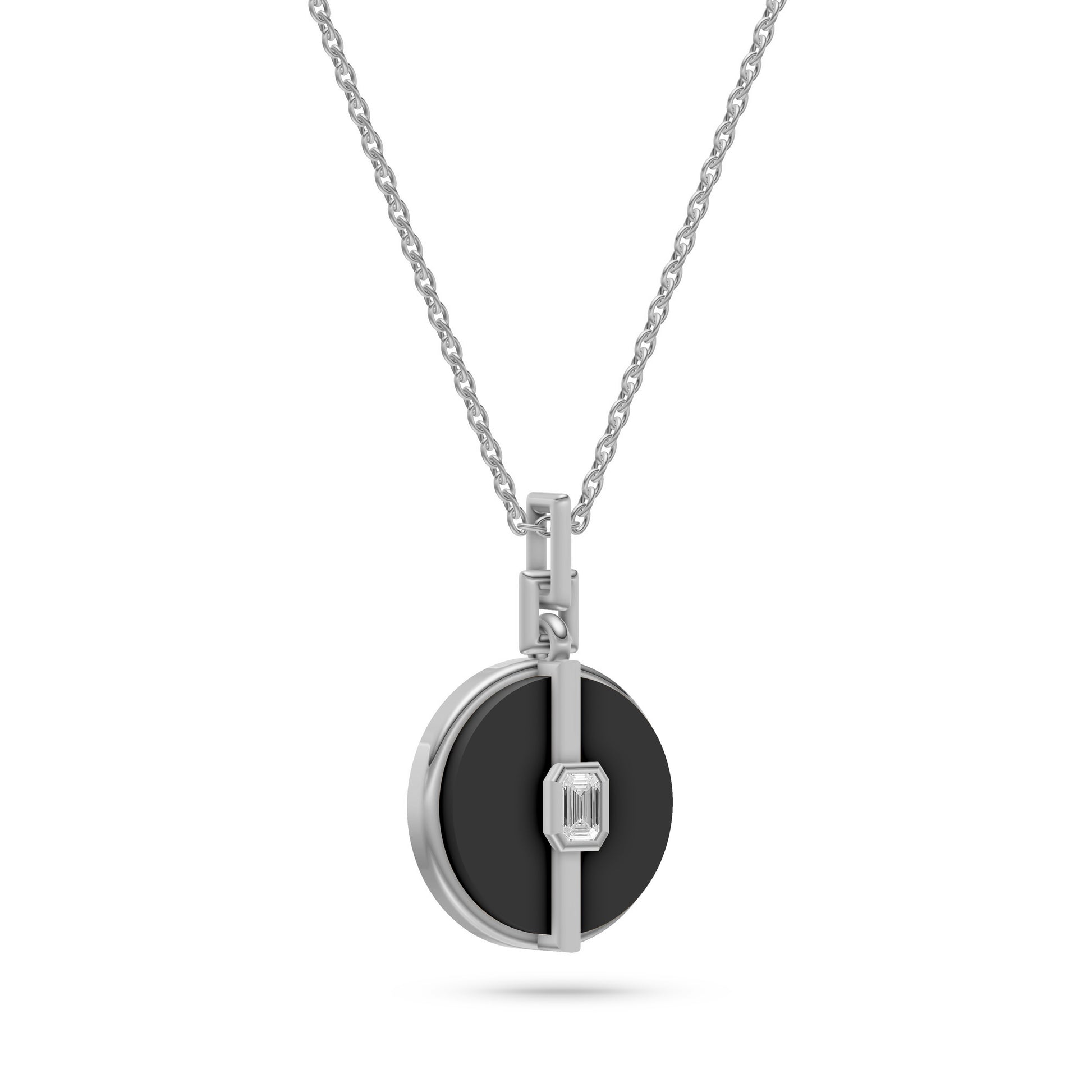 Vesper Black Onyx Diamond Pendant in 14K Gold